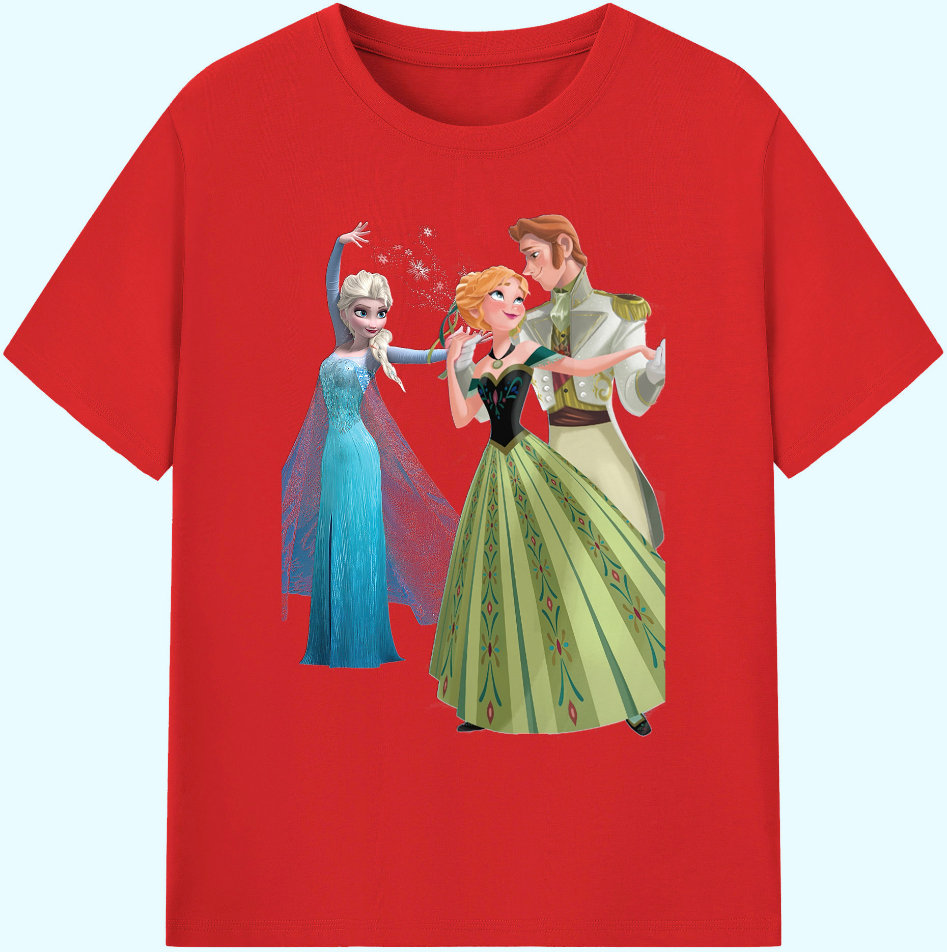 （画像用） アナと雪の女王 アンナ エルサ Frozen Anna Elsa 綿100％ メンズ半袖Tシャツ｜肌触りやわらか＆通気性