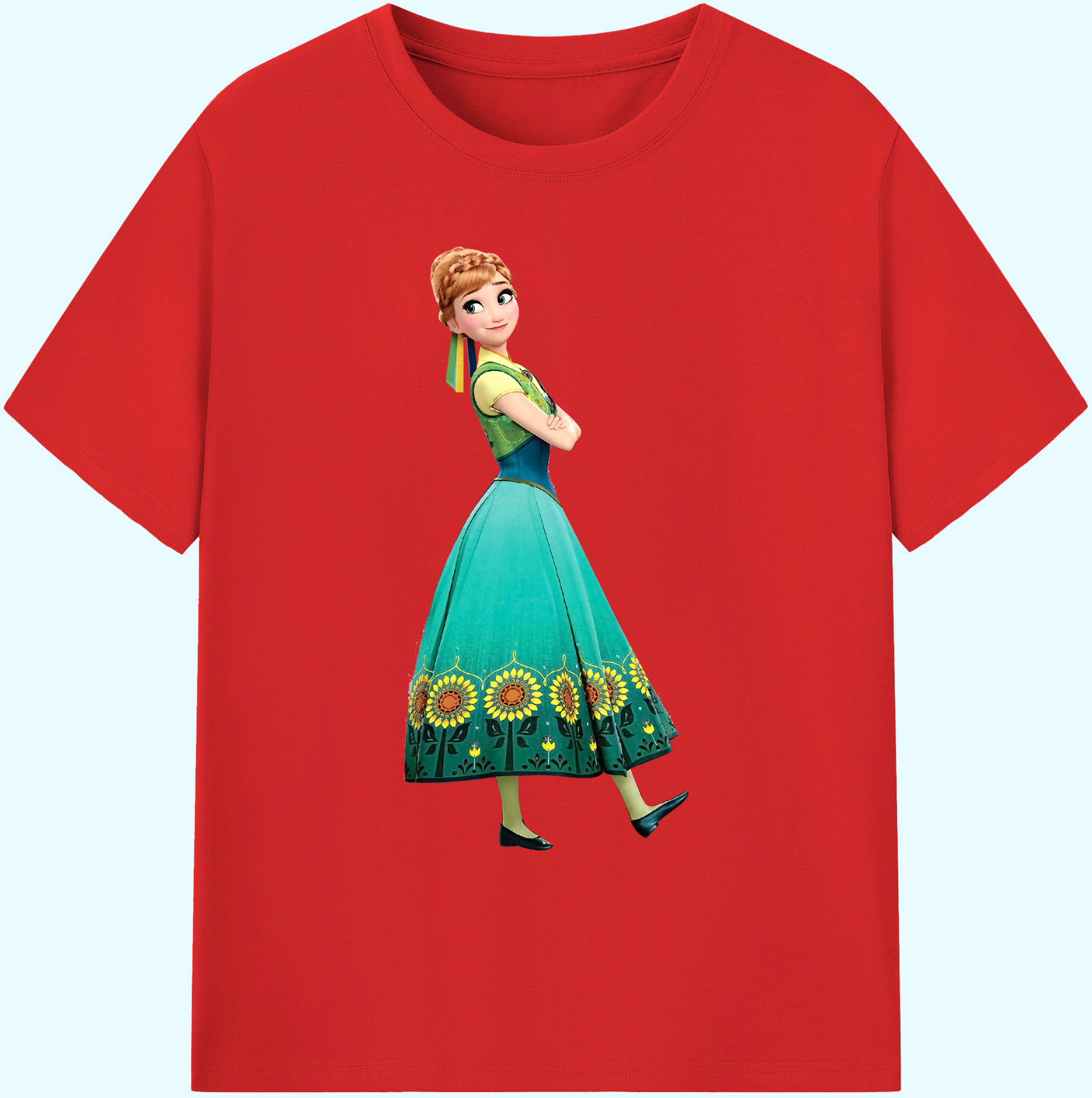（画像用） アナと雪の女王 アンナ エルサ Frozen Anna Elsa 綿100％ メンズ半袖Tシャツ｜肌触りやわらか＆通気性