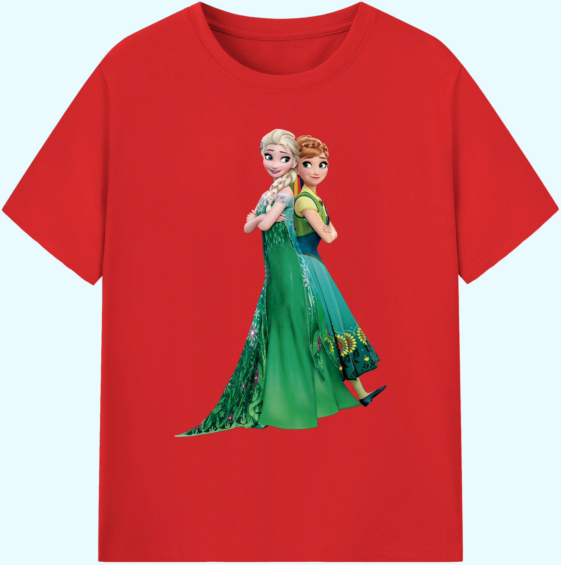 （画像用） アナと雪の女王 アンナ エルサ Frozen Anna Elsa 綿100％ メンズ半袖Tシャツ｜肌触りやわらか＆通気性