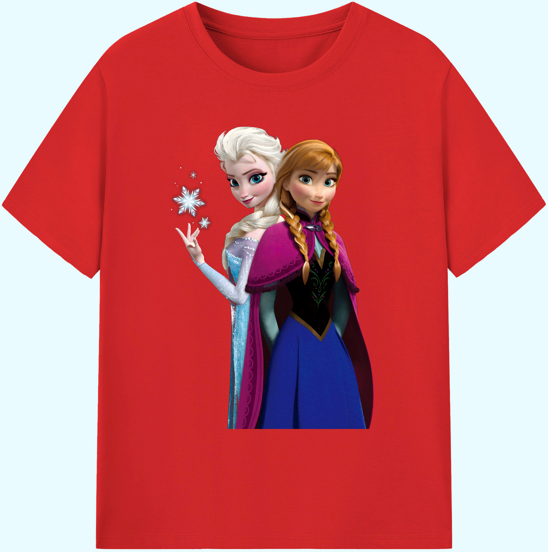 （画像用） アナと雪の女王 アンナ エルサ Frozen Anna Elsa 綿100％ メンズ半袖Tシャツ｜肌触りやわらか＆通気性