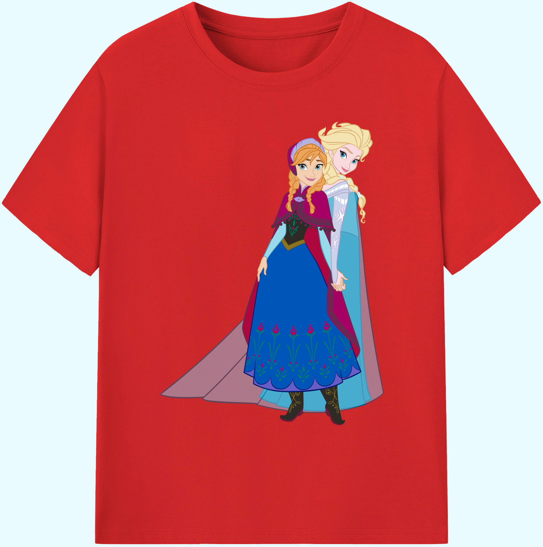 （画像用） アナと雪の女王 アンナ エルサ Frozen Anna Elsa 綿100％ メンズ半袖Tシャツ｜肌触りやわらか＆通気性