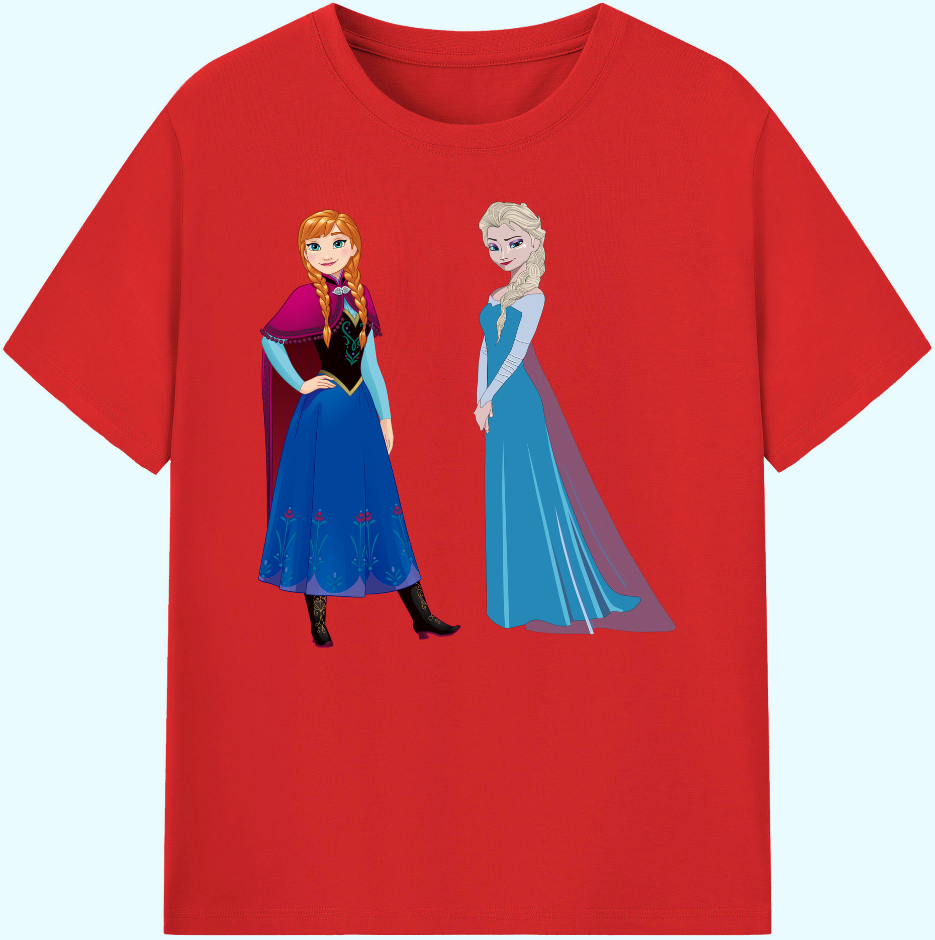 （画像用） アナと雪の女王 アンナ エルサ Frozen Anna Elsa 綿100％ メンズ半袖Tシャツ｜肌触りやわらか＆通気性