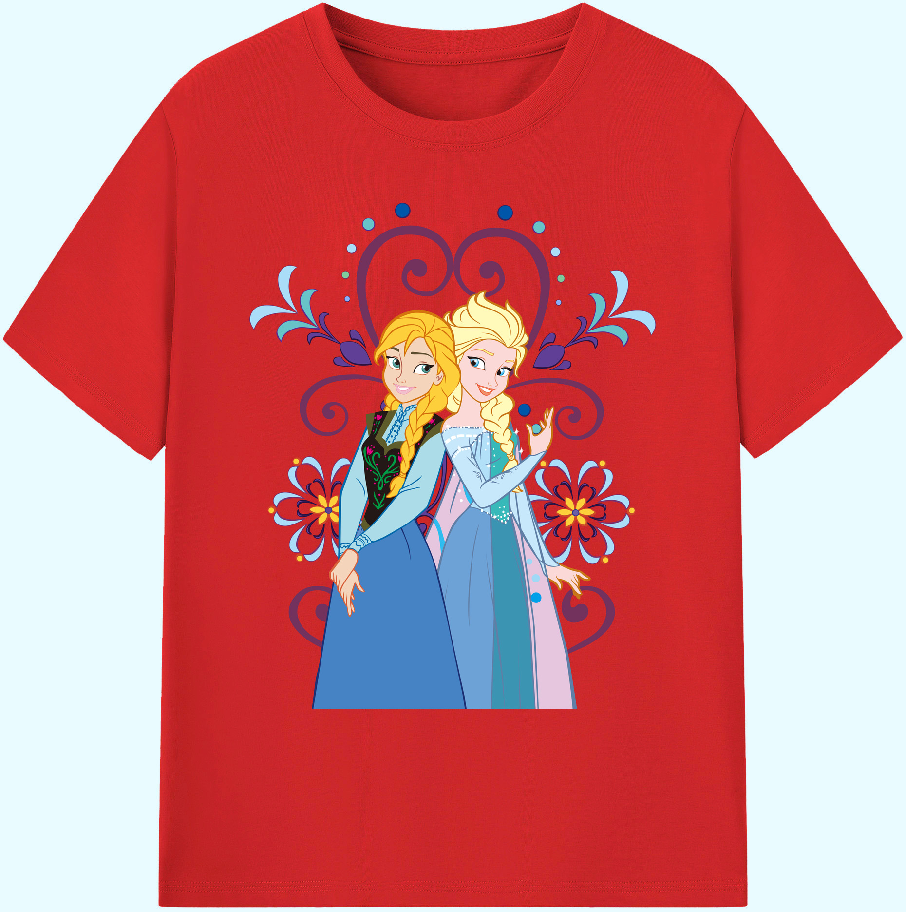（画像用） アナと雪の女王 アンナ エルサ Frozen Anna Elsa 綿100％ メンズ半袖Tシャツ｜肌触りやわらか＆通気性
