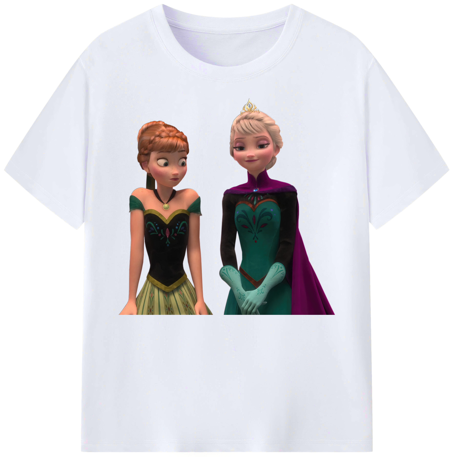 （画像用） アナと雪の女王 アンナ エルサ Frozen Anna Elsa 綿100％ メンズ半袖Tシャツ｜肌触りやわらか＆通気性