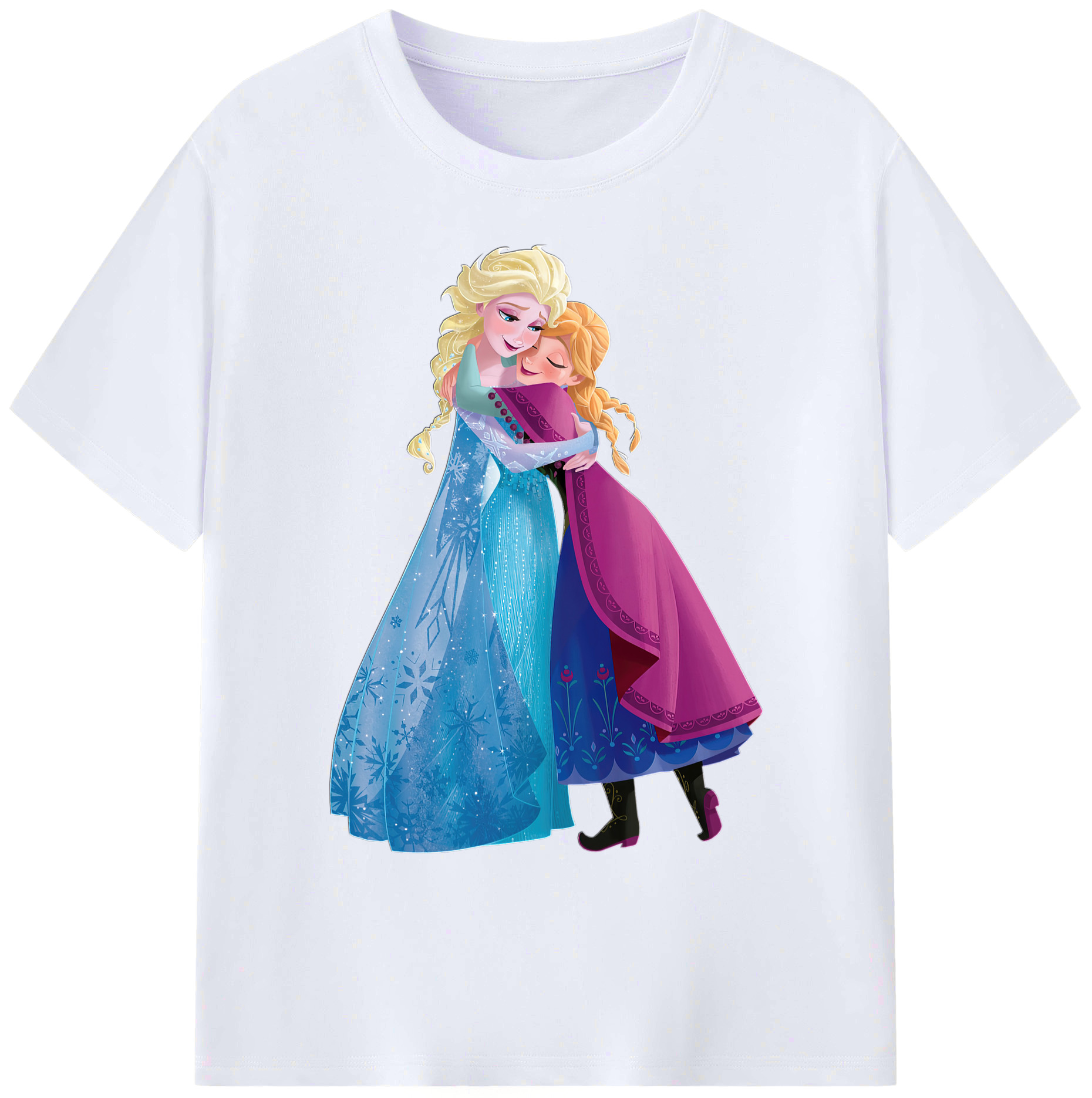 （画像用） アナと雪の女王 アンナ エルサ Frozen Anna Elsa 綿100％ メンズ半袖Tシャツ｜肌触りやわらか＆通気性