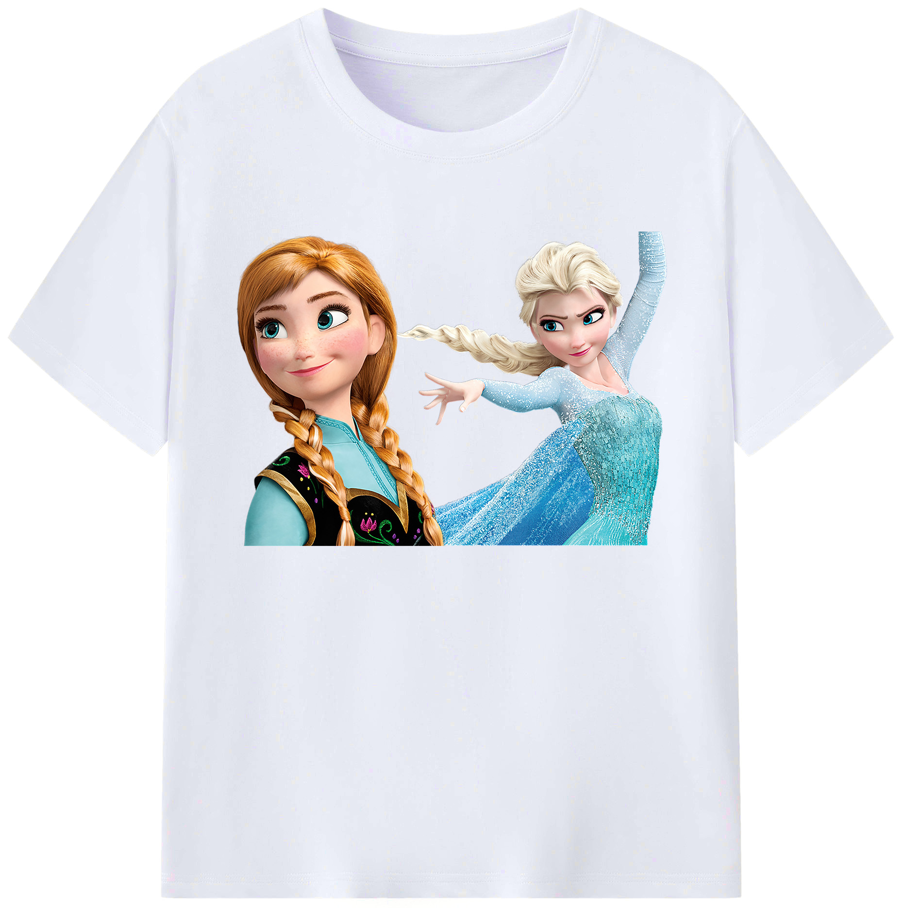 （画像用） アナと雪の女王 アンナ エルサ Frozen Anna Elsa 綿100％ メンズ半袖Tシャツ｜肌触りやわらか＆通気性