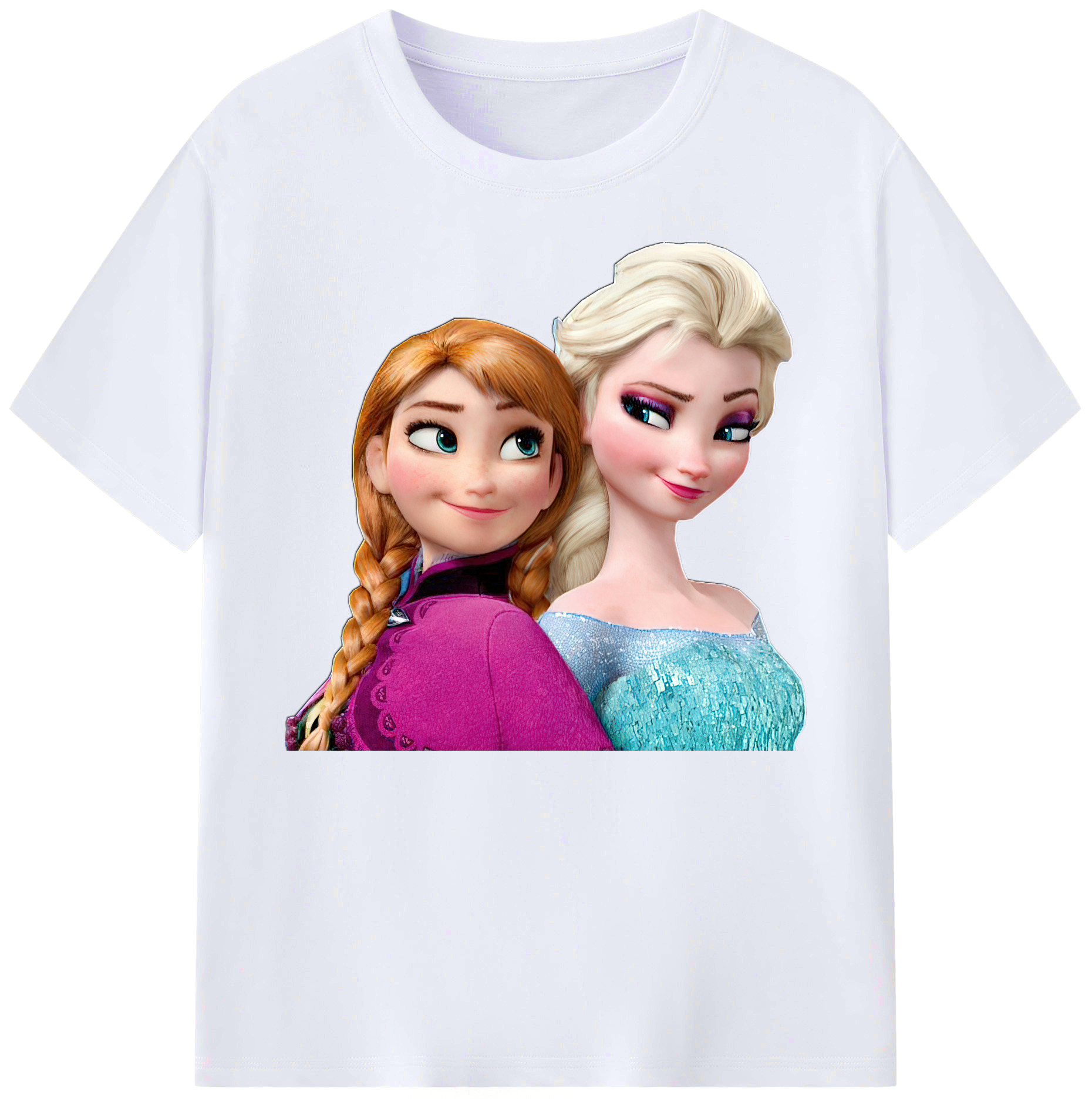（画像用） アナと雪の女王 アンナ エルサ Frozen Anna Elsa 綿100％ メンズ半袖Tシャツ｜肌触りやわらか＆通気性