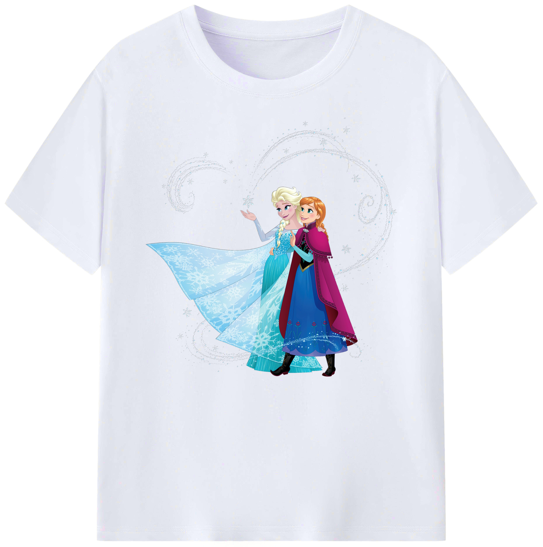 （画像用） アナと雪の女王 アンナ エルサ Frozen Anna Elsa 綿100％ メンズ半袖Tシャツ｜肌触りやわらか＆通気性