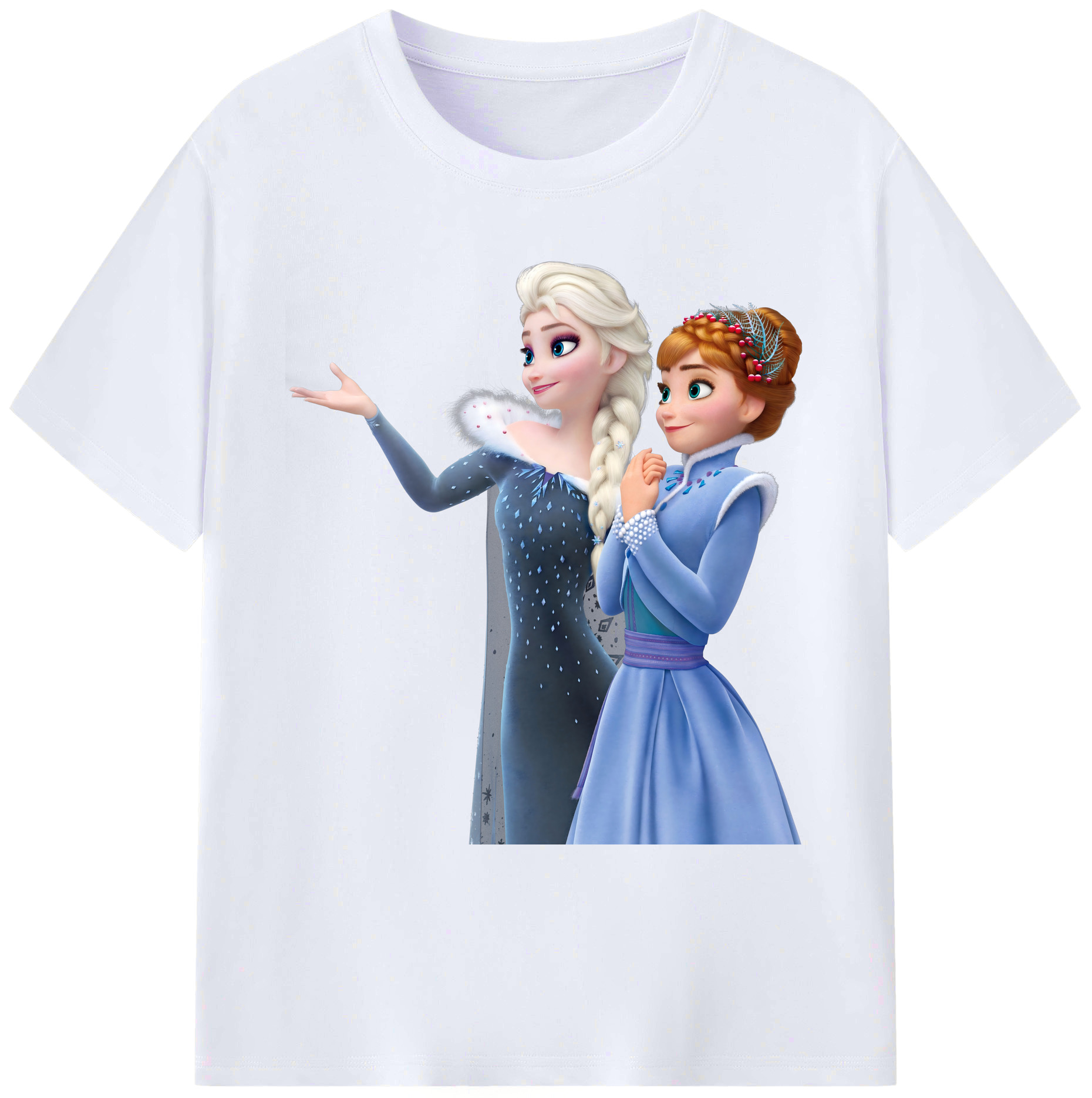 （画像用） アナと雪の女王 アンナ エルサ Frozen Anna Elsa 綿100％ メンズ半袖Tシャツ｜肌触りやわらか＆通気性