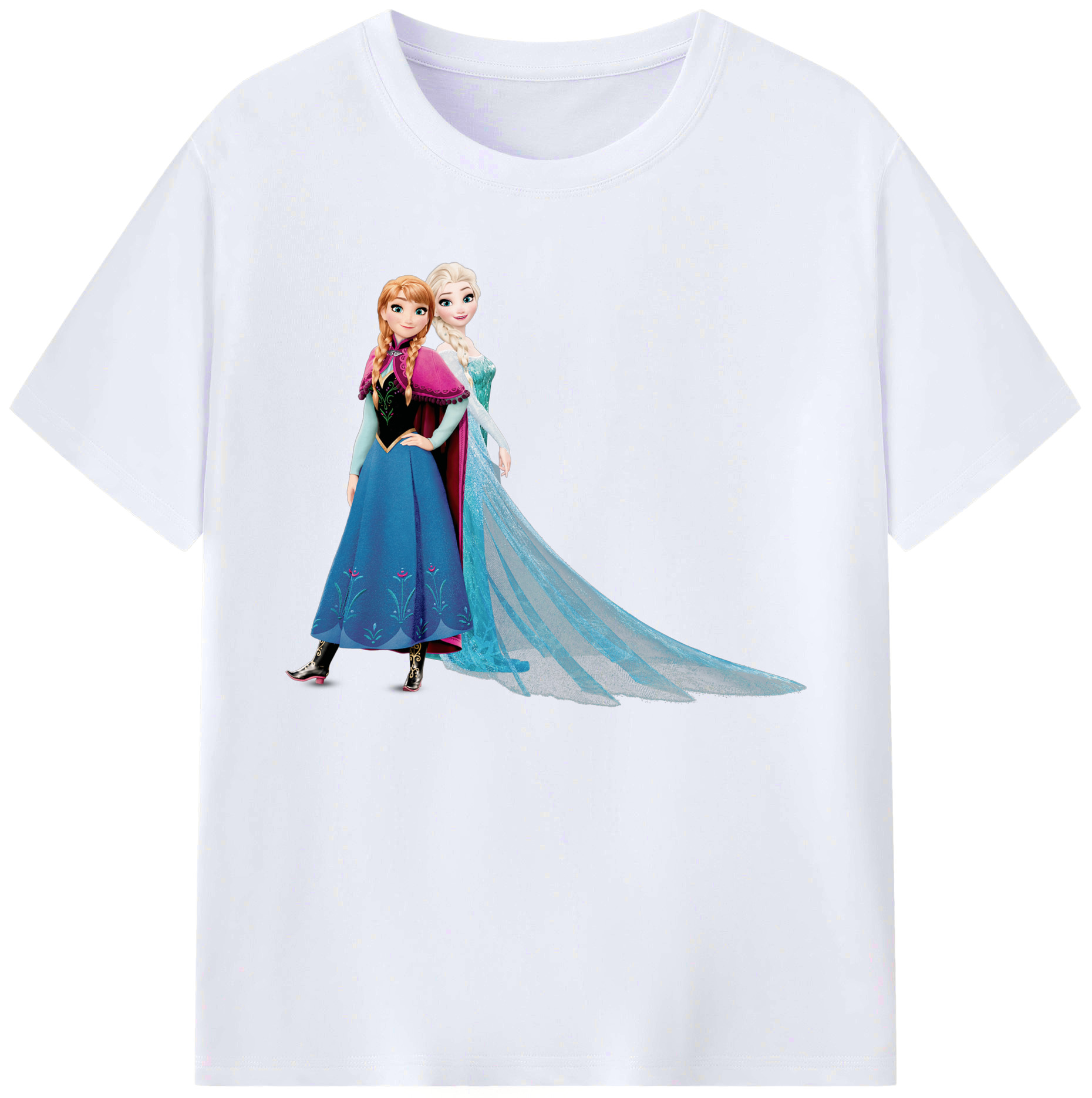 （画像用） アナと雪の女王 アンナ エルサ Frozen Anna Elsa 綿100％ メンズ半袖Tシャツ｜肌触りやわらか＆通気性