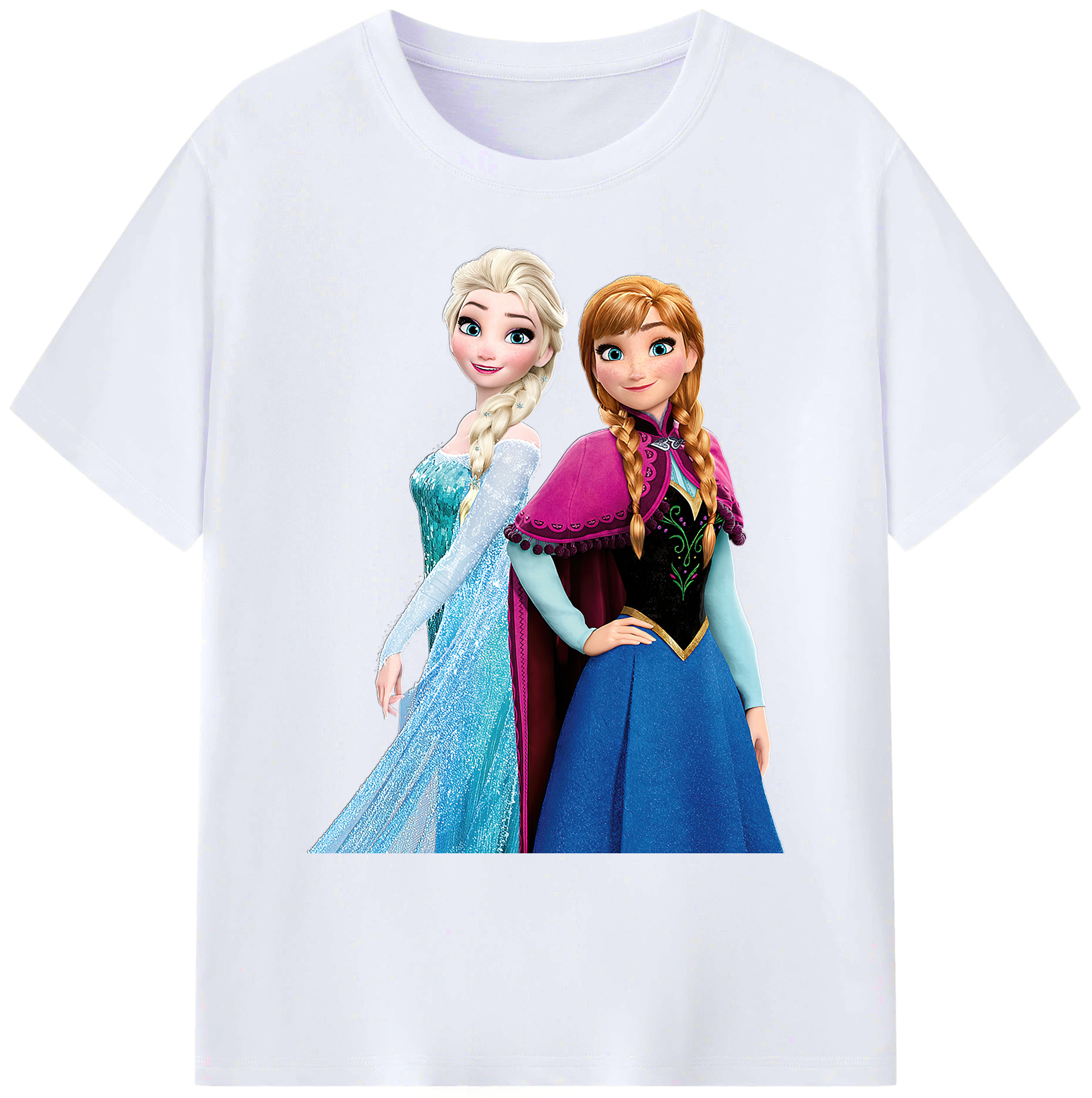 （画像用） アナと雪の女王 アンナ エルサ Frozen Anna Elsa 綿100％ メンズ半袖Tシャツ｜肌触りやわらか＆通気性