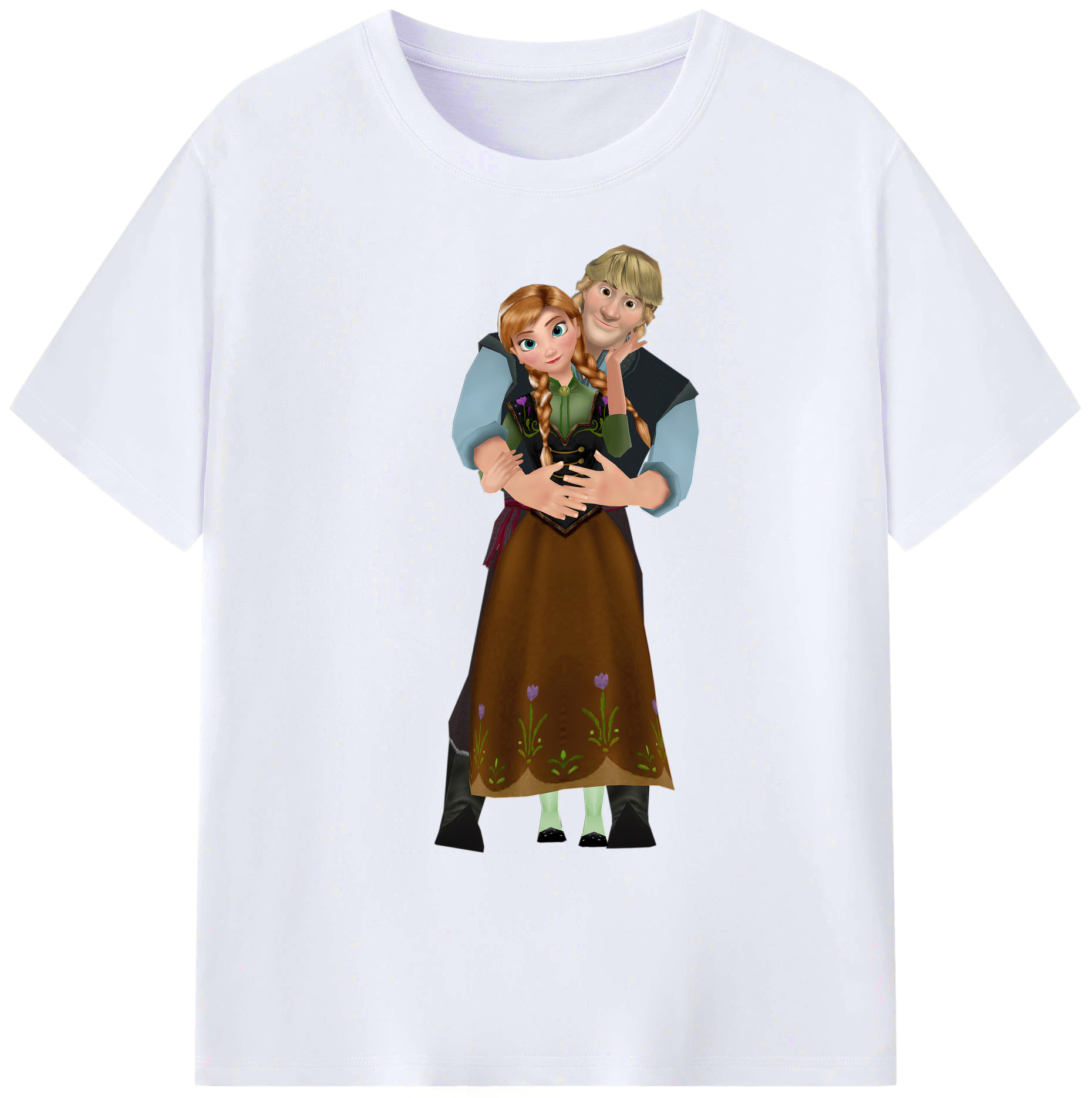 （画像用） アナと雪の女王 アンナ エルサ Frozen Anna Elsa 綿100％ メンズ半袖Tシャツ｜肌触りやわらか＆通気性