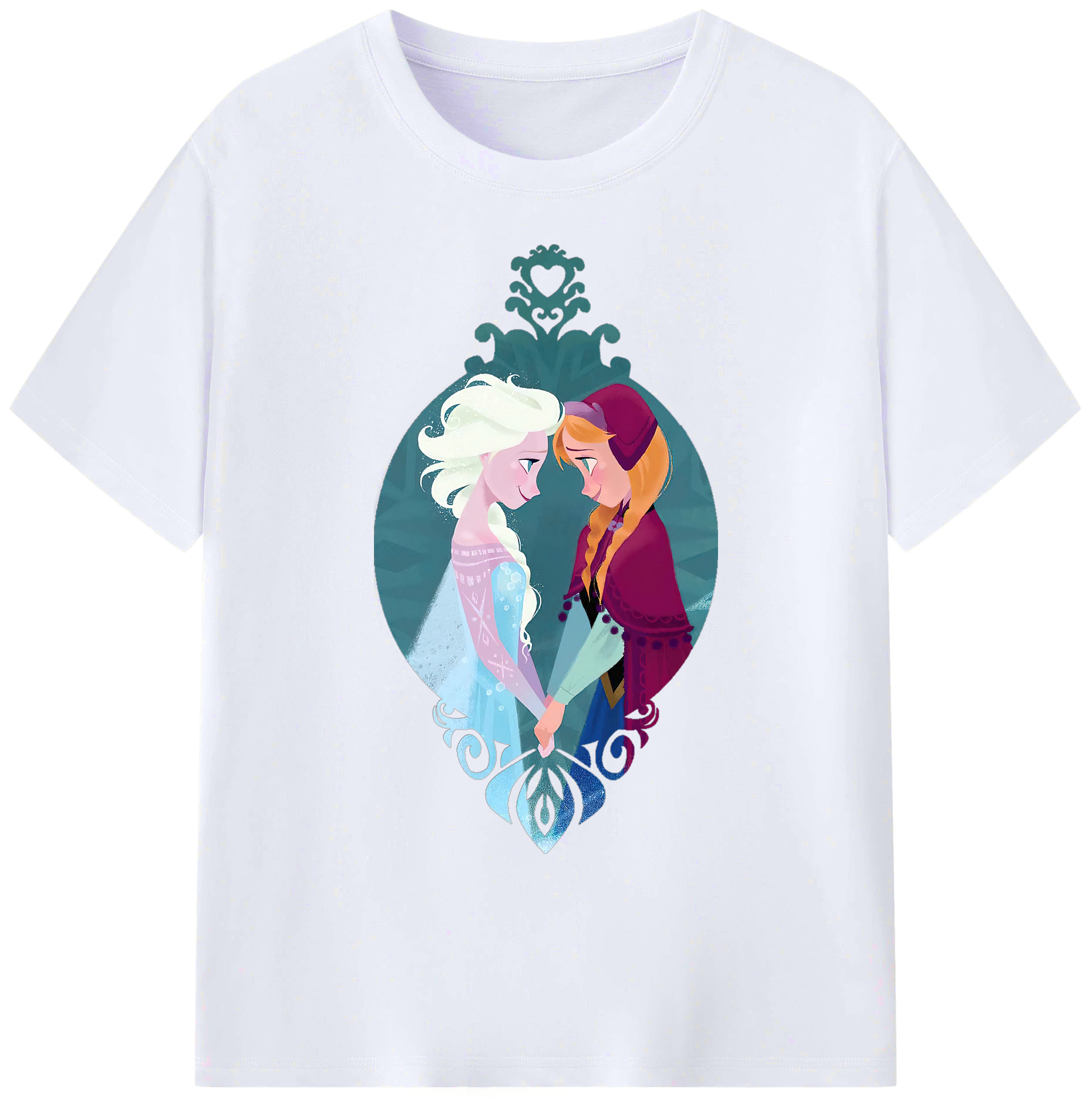 （画像用） アナと雪の女王 アンナ エルサ Frozen Anna Elsa 綿100％ メンズ半袖Tシャツ｜肌触りやわらか＆通気性