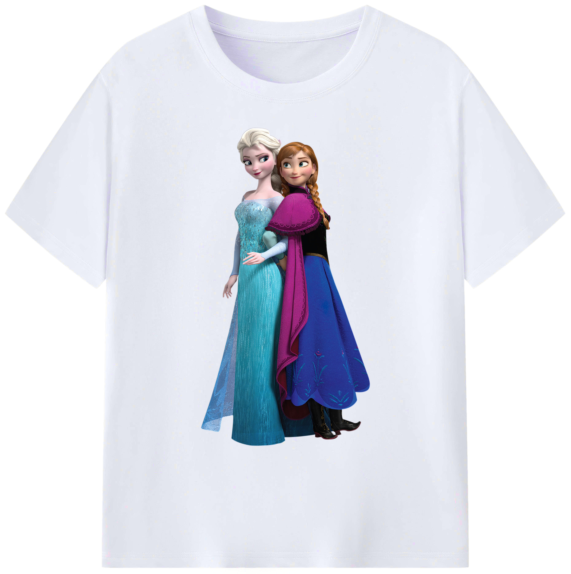 （画像用） アナと雪の女王 アンナ エルサ Frozen Anna Elsa 綿100％ メンズ半袖Tシャツ｜肌触りやわらか＆通気性