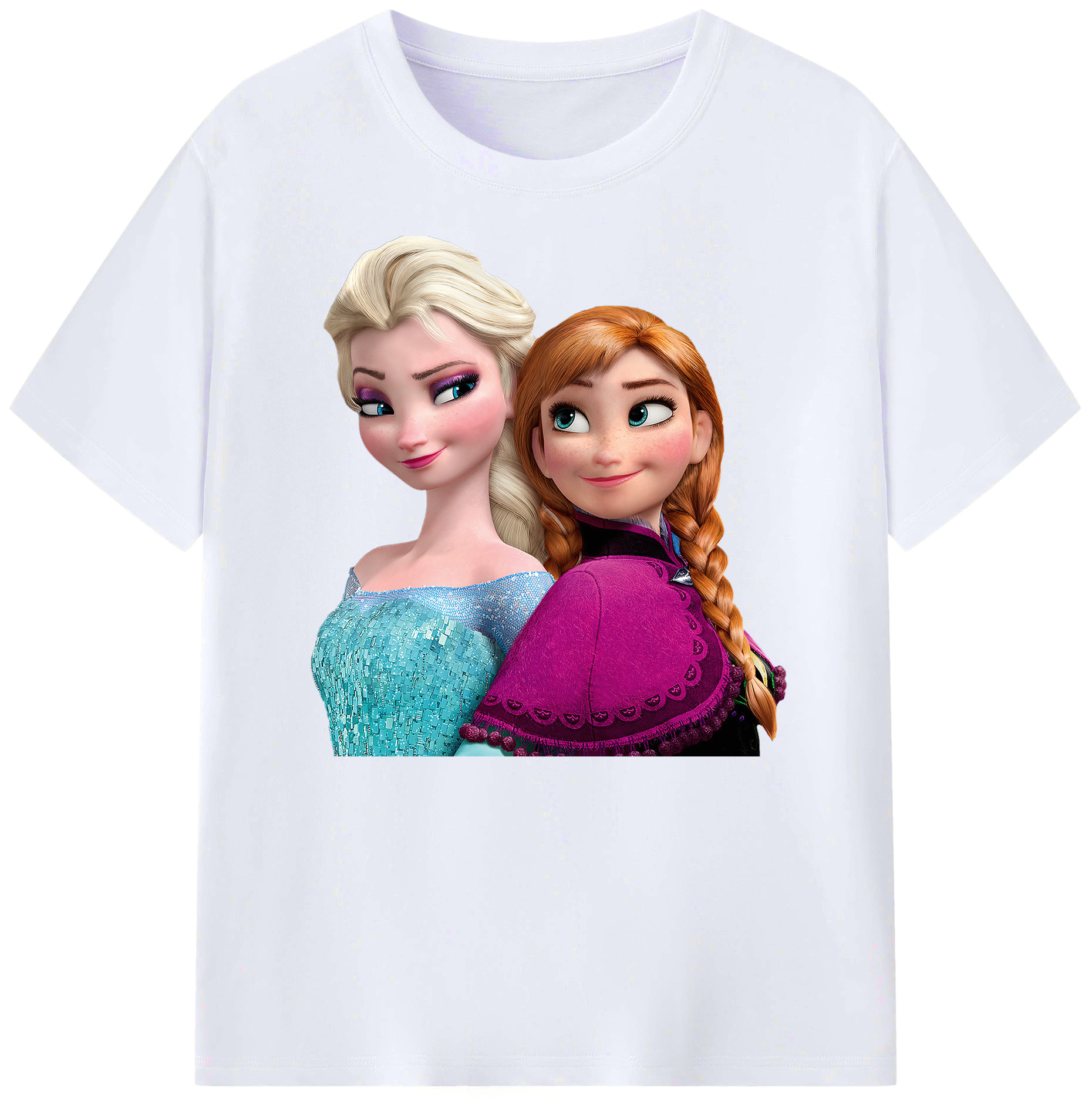 （画像用） アナと雪の女王 アンナ エルサ Frozen Anna Elsa 綿100％ メンズ半袖Tシャツ｜肌触りやわらか＆通気性
