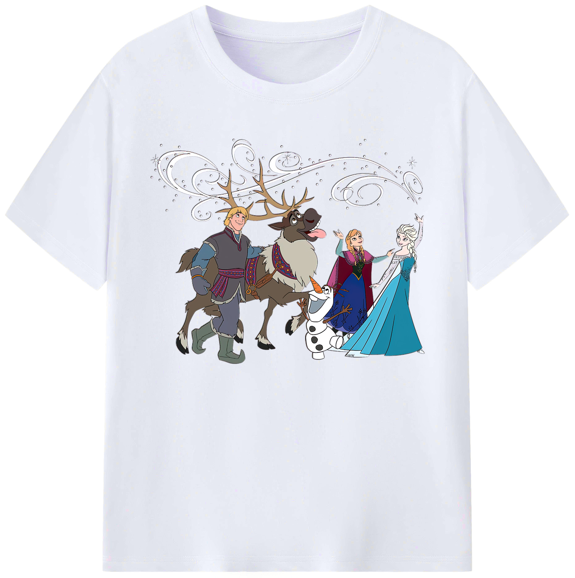 （画像用） アナと雪の女王 アンナ エルサ Frozen Anna Elsa 綿100％ メンズ半袖Tシャツ｜肌触りやわらか＆通気性