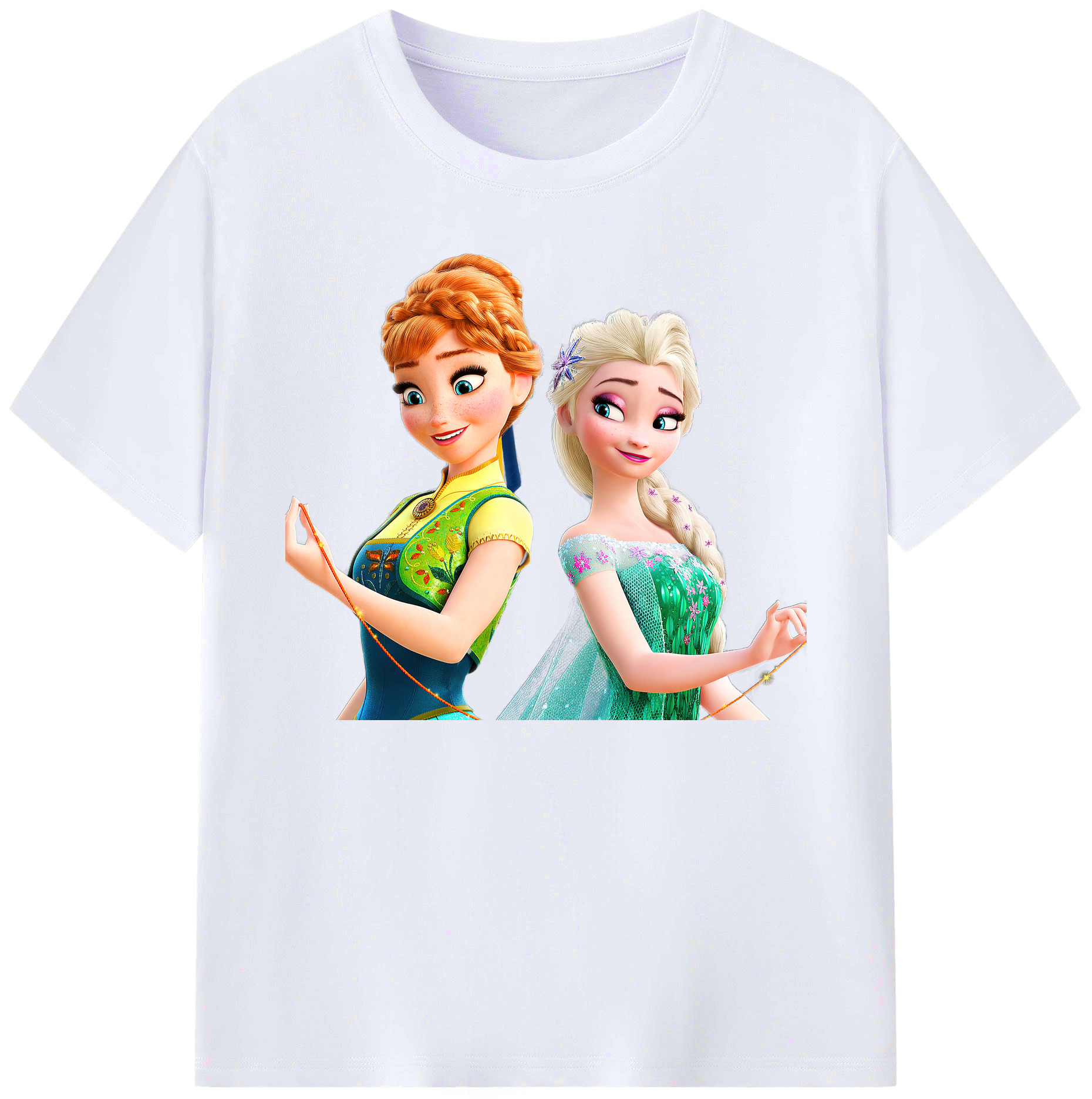 （画像用） アナと雪の女王 アンナ エルサ Frozen Anna Elsa 綿100％ メンズ半袖Tシャツ｜肌触りやわらか＆通気性