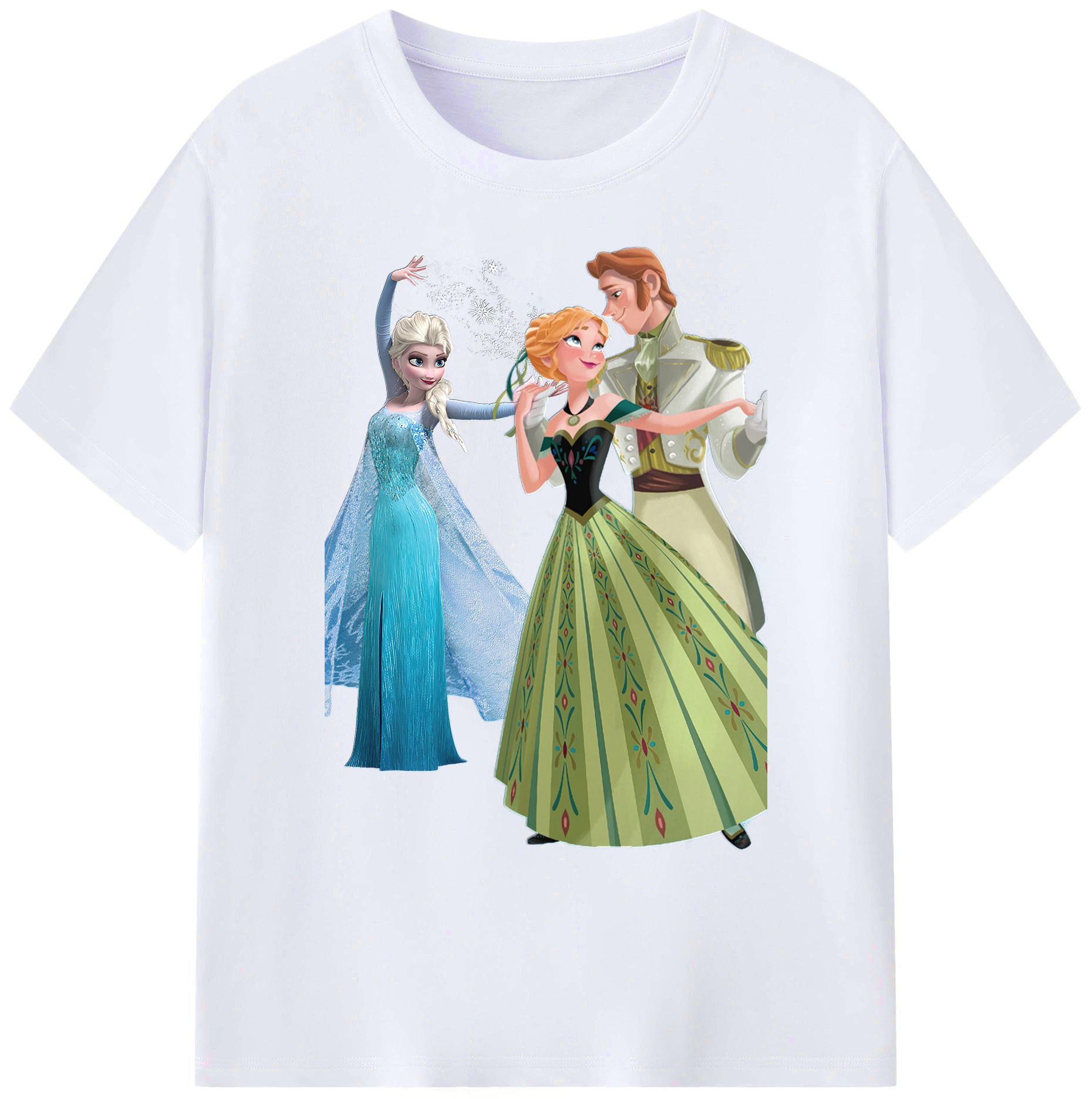 （画像用） アナと雪の女王 アンナ エルサ Frozen Anna Elsa 綿100％ メンズ半袖Tシャツ｜肌触りやわらか＆通気性