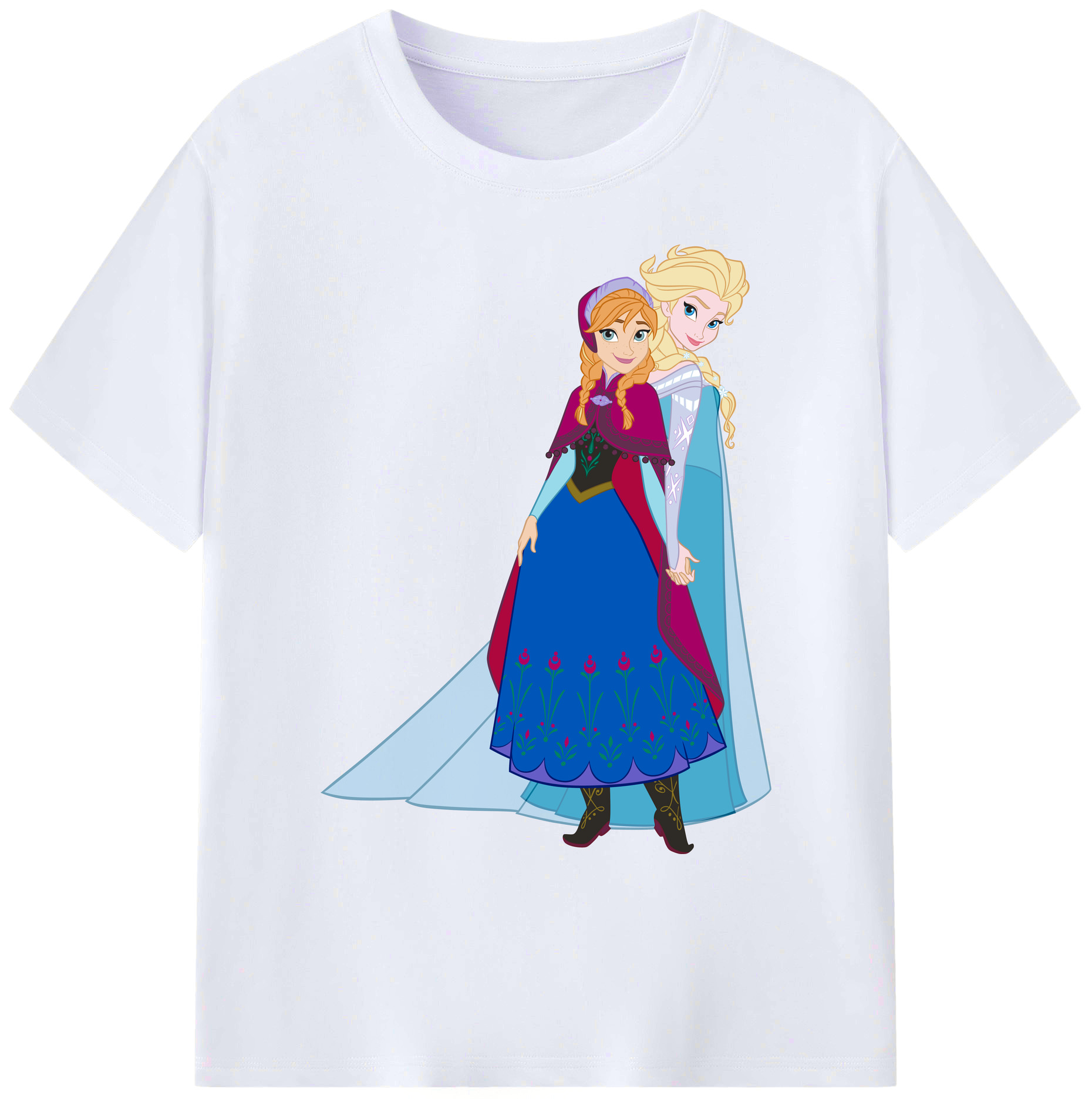 （画像用） アナと雪の女王 アンナ エルサ Frozen Anna Elsa 綿100％ メンズ半袖Tシャツ｜肌触りやわらか＆通気性