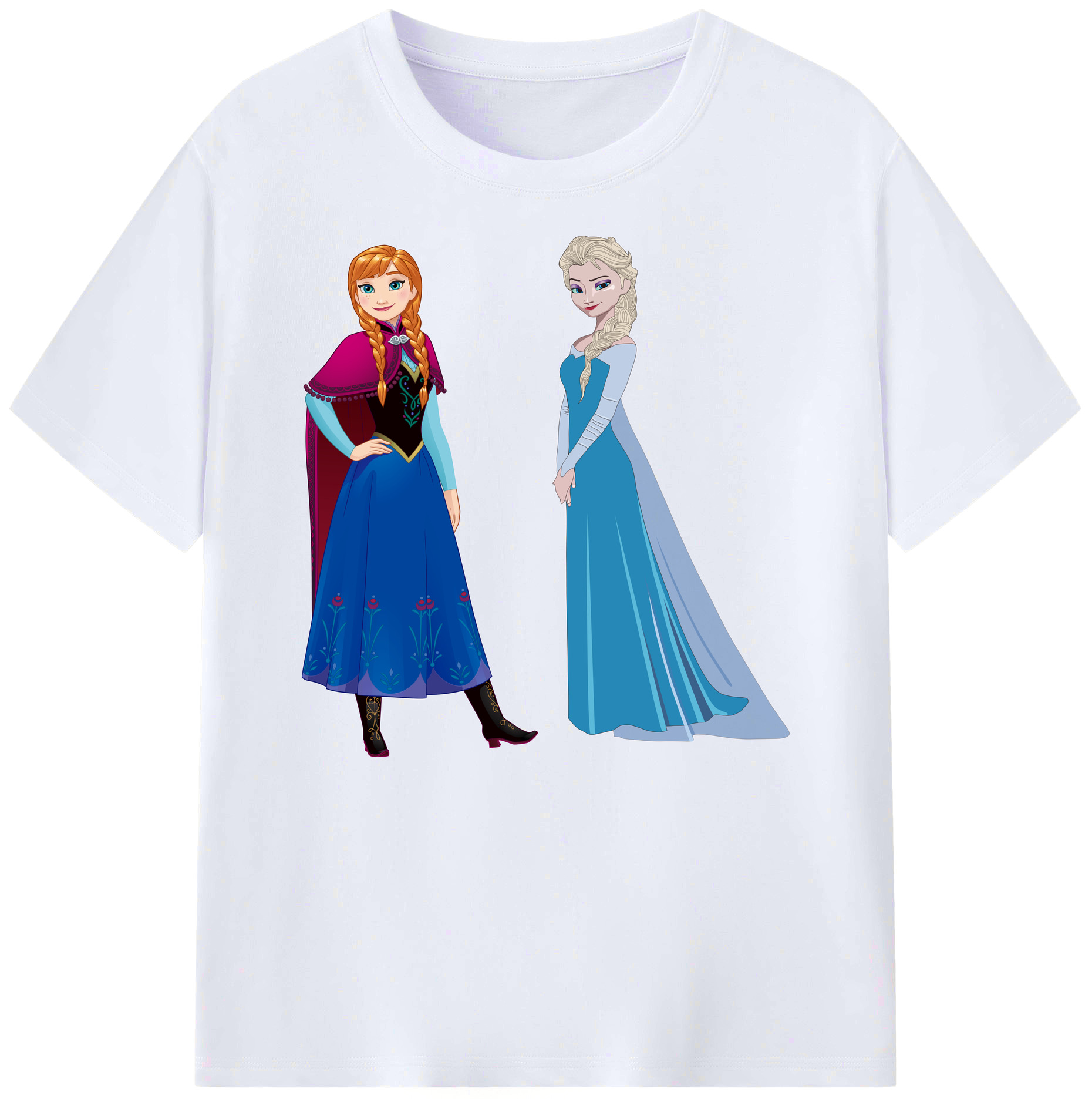（画像用） アナと雪の女王 アンナ エルサ Frozen Anna Elsa 綿100％ メンズ半袖Tシャツ｜肌触りやわらか＆通気性