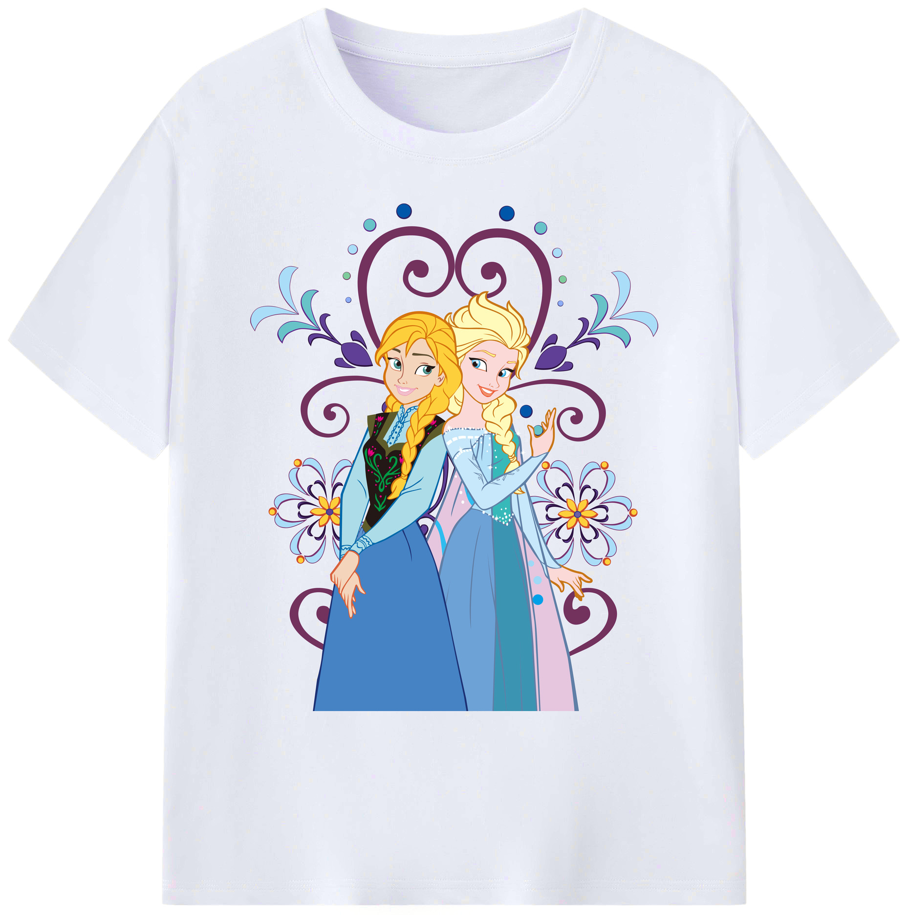 （画像用） アナと雪の女王 アンナ エルサ Frozen Anna Elsa 綿100％ メンズ半袖Tシャツ｜肌触りやわらか＆通気性