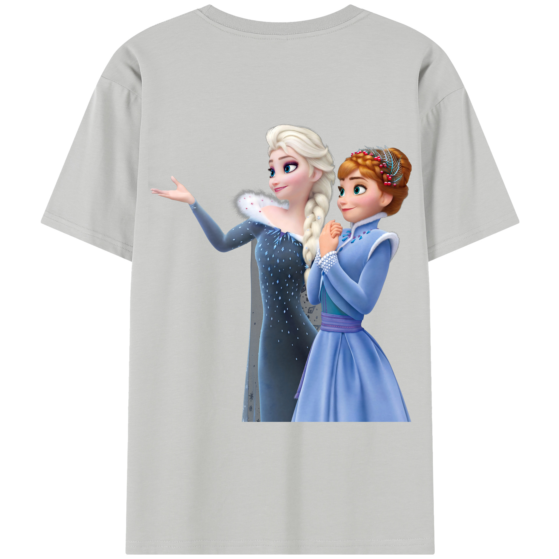 （画像用） アナと雪の女王 アンナ エルサ Frozen Anna Elsa レディース半袖Tシャツ(バックプリント)