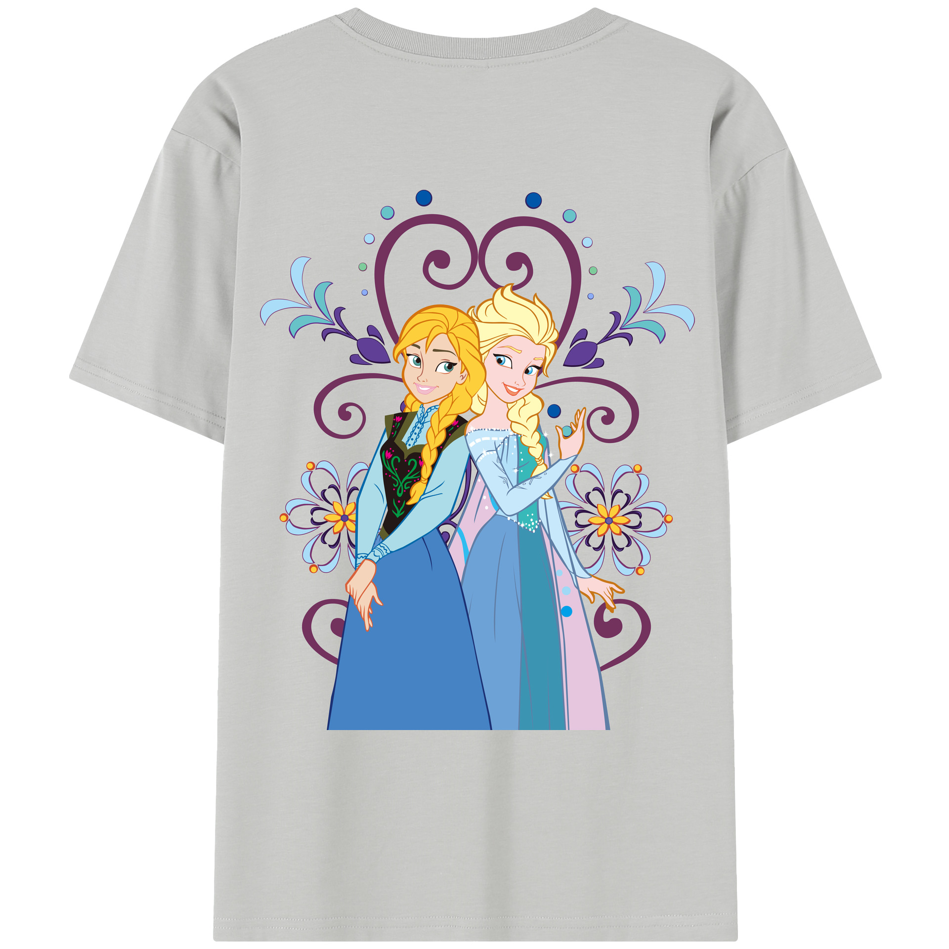 （画像用） アナと雪の女王 アンナ エルサ Frozen Anna Elsa レディース半袖Tシャツ(バックプリント)