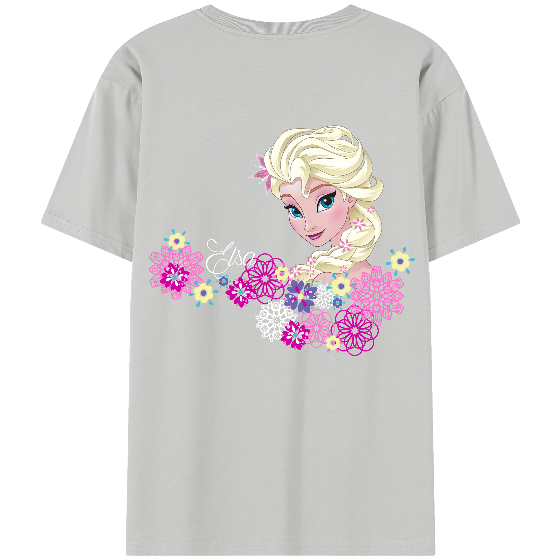 （画像用） アナと雪の女王 アンナ エルサ Frozen Anna Elsa レディース半袖Tシャツ(バックプリント)
