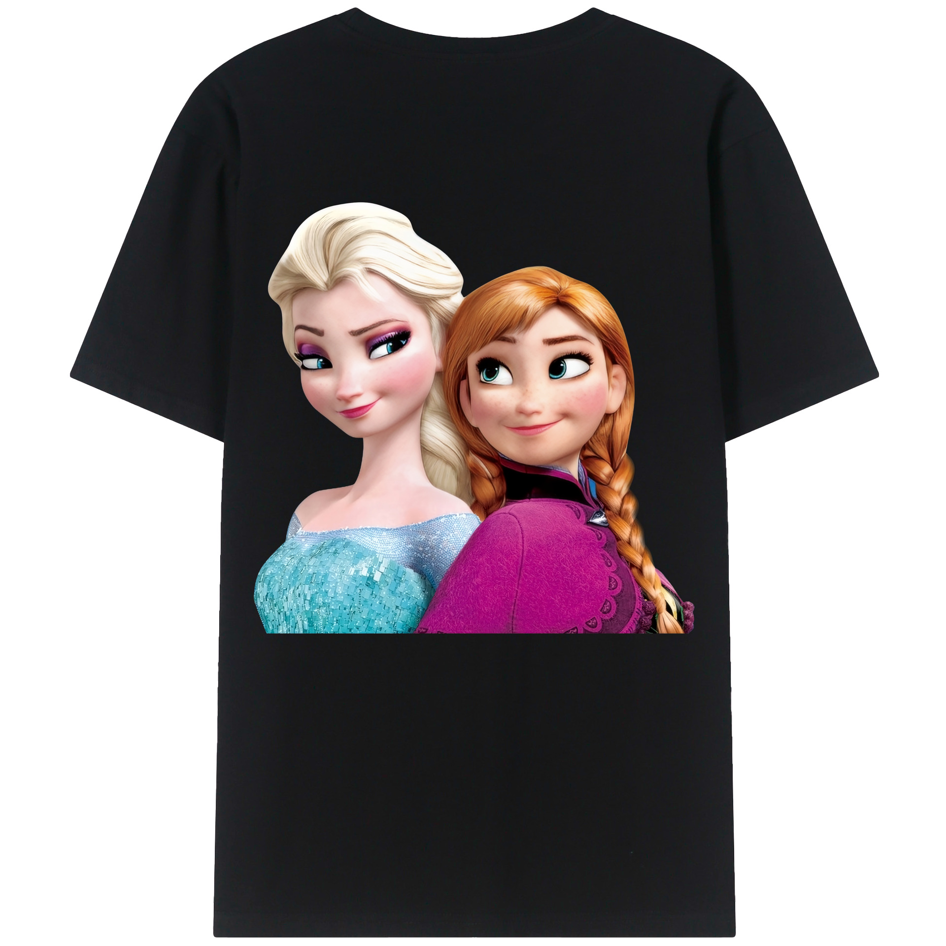（画像用） アナと雪の女王 アンナ エルサ Frozen Anna Elsa レディース半袖Tシャツ(バックプリント)