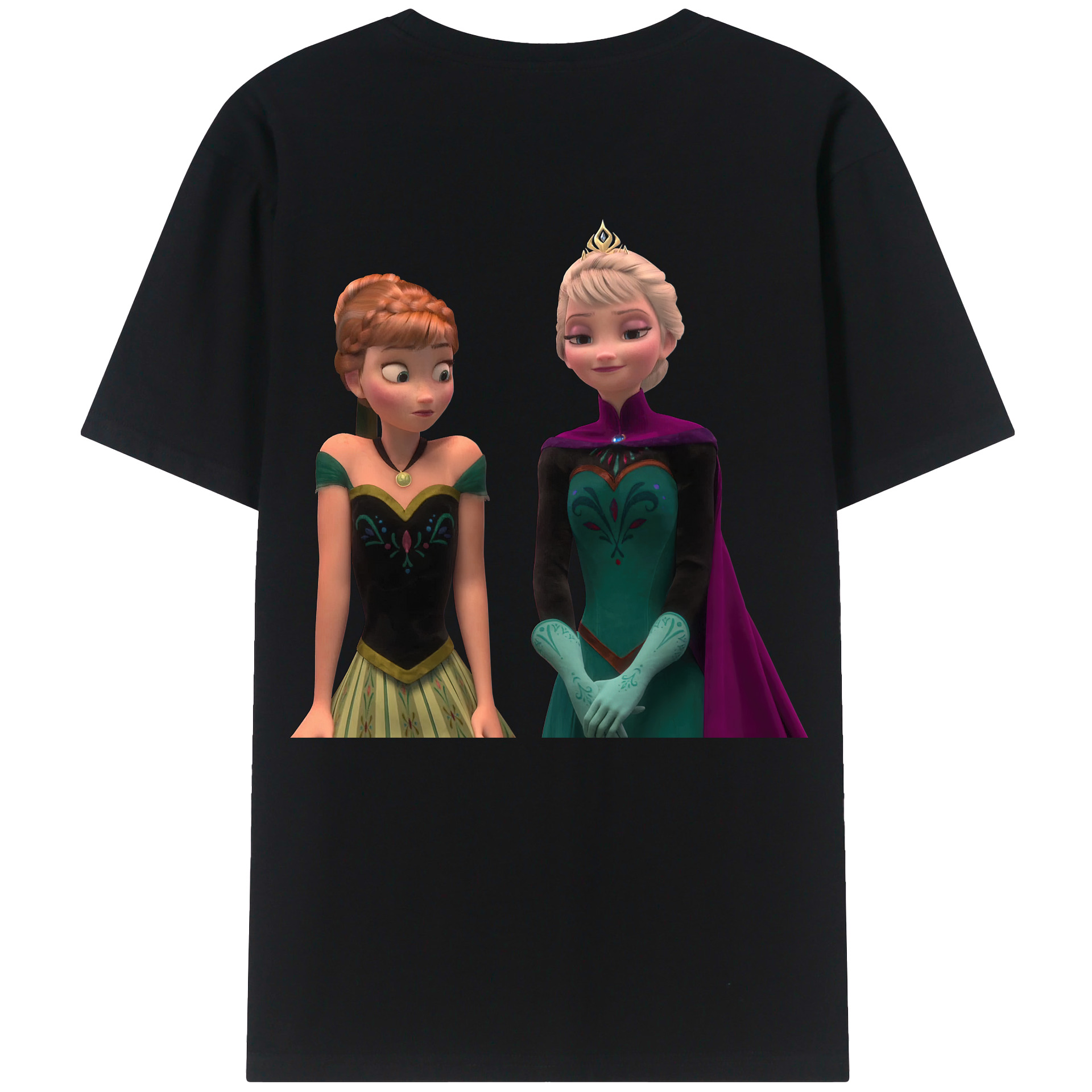 （画像用） アナと雪の女王 アンナ エルサ Frozen Anna Elsa レディース半袖Tシャツ(バックプリント)