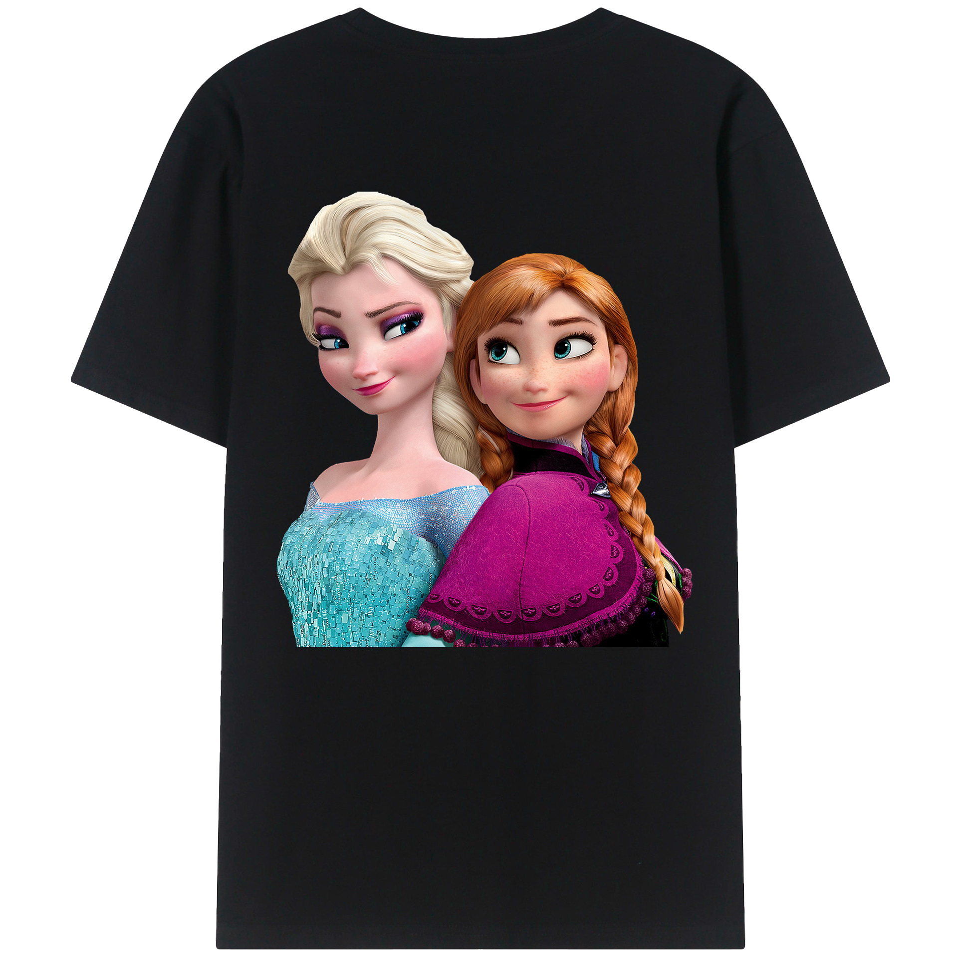 （画像用） アナと雪の女王 アンナ エルサ Frozen Anna Elsa レディース半袖Tシャツ(バックプリント)
