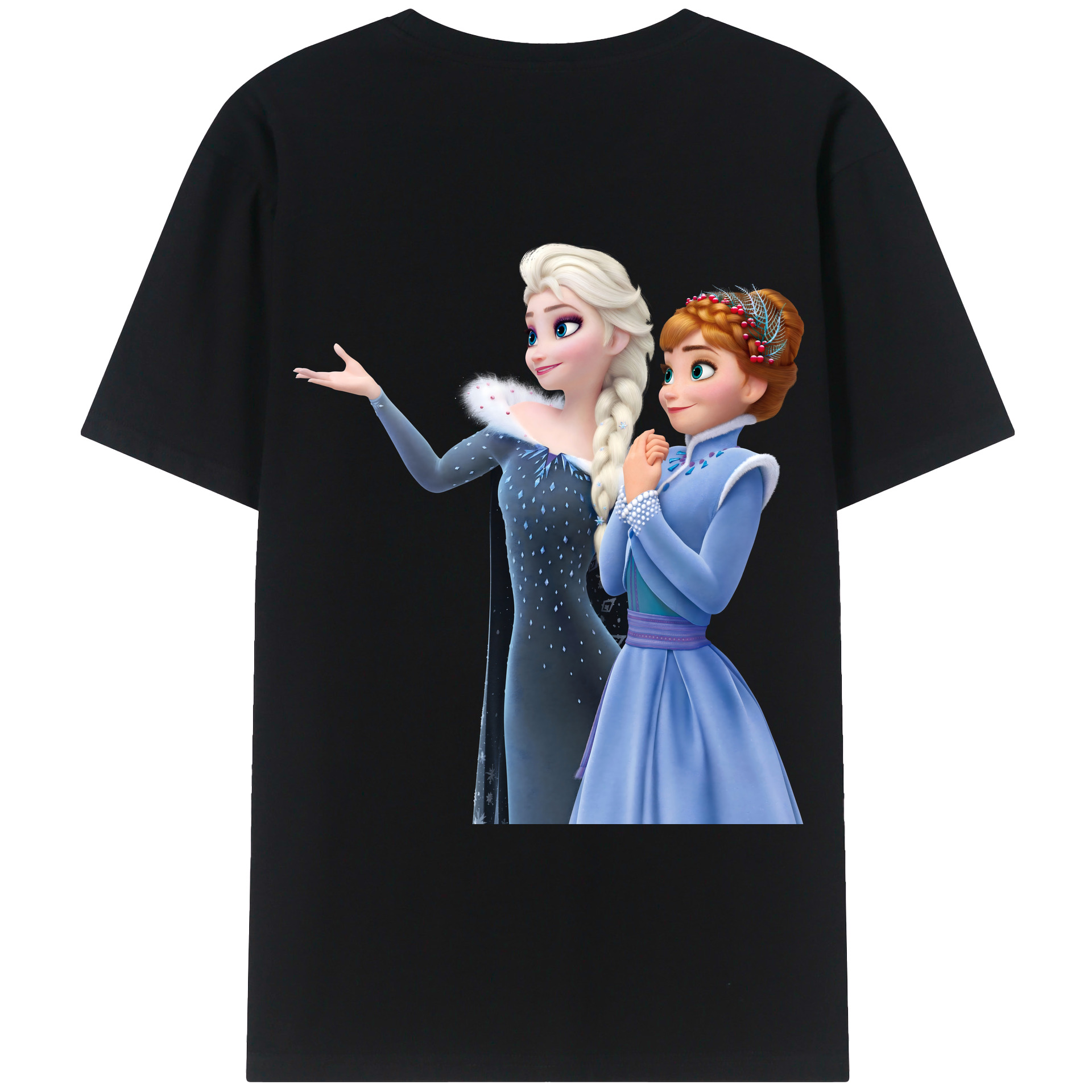 （画像用） アナと雪の女王 アンナ エルサ Frozen Anna Elsa レディース半袖Tシャツ(バックプリント)
