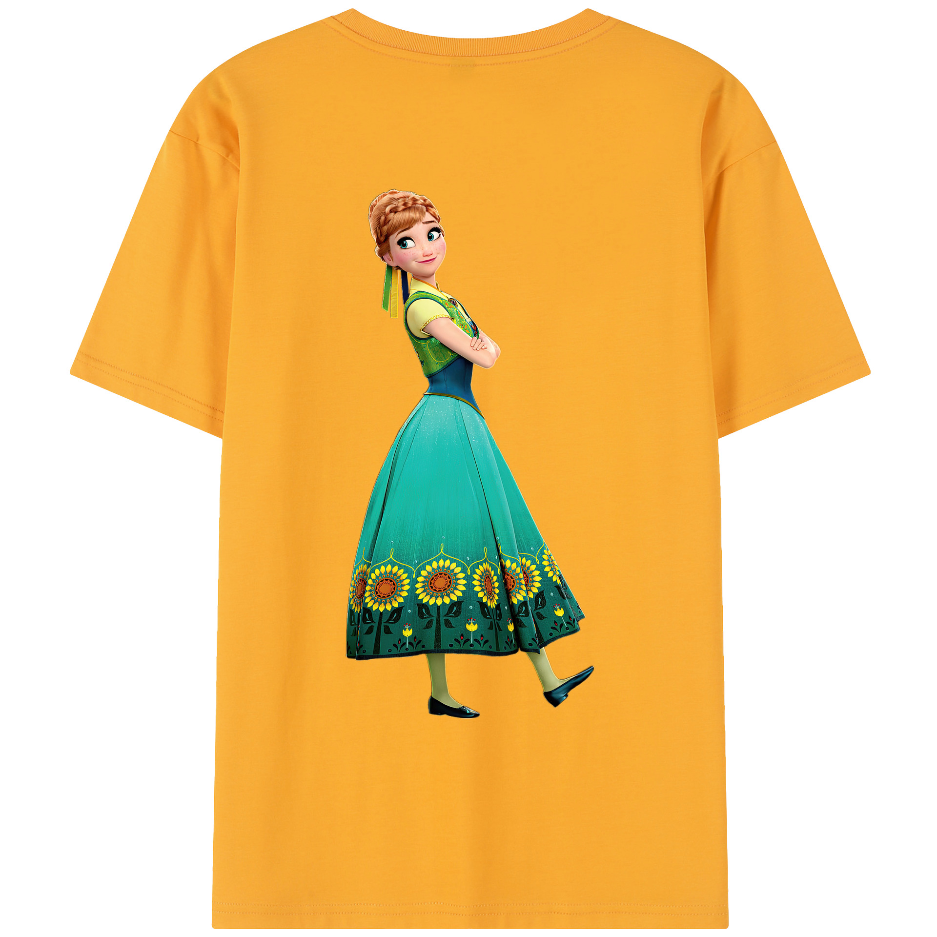 （画像用） アナと雪の女王 アンナ エルサ Frozen Anna Elsa レディース半袖Tシャツ(バックプリント)