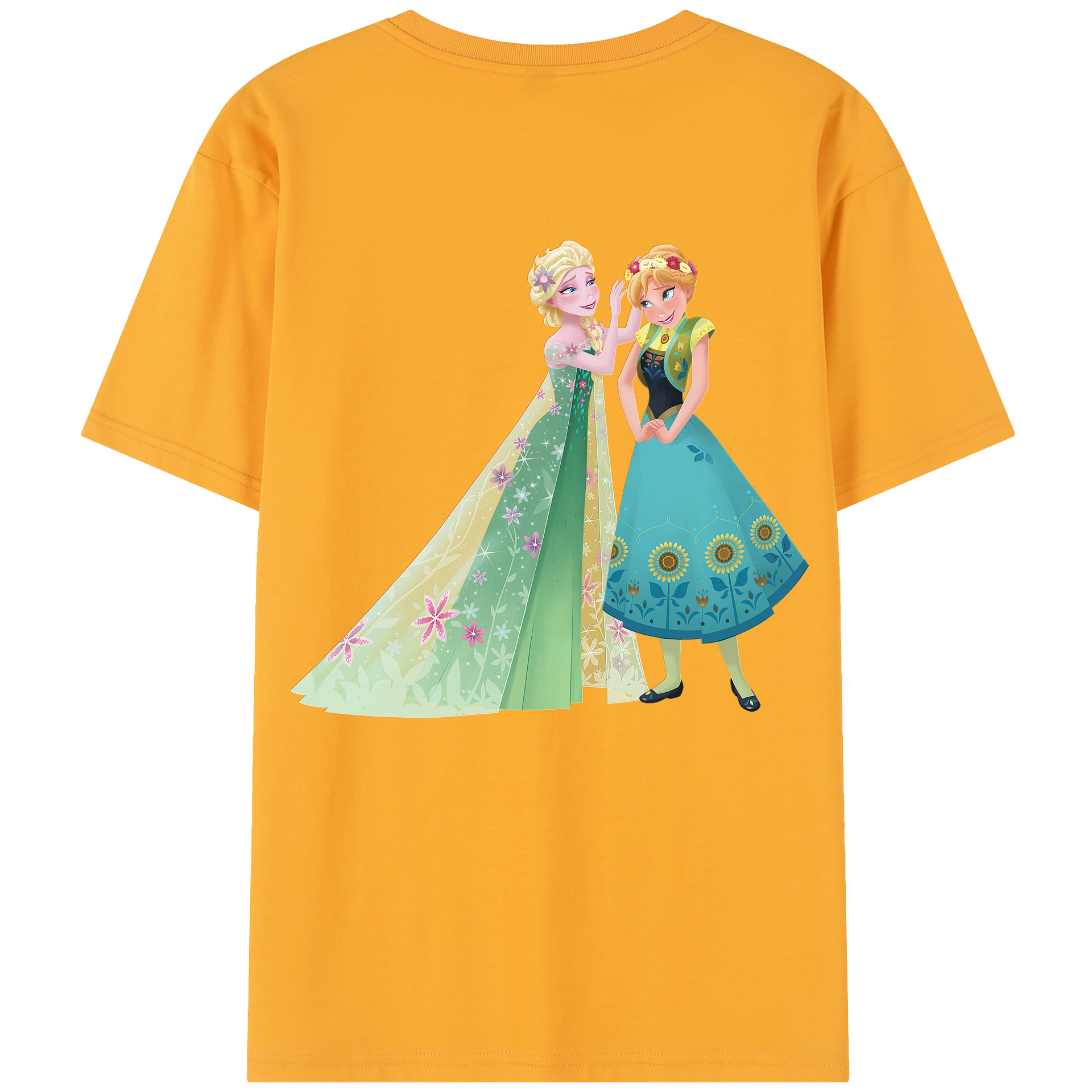 （画像用） アナと雪の女王 アンナ エルサ Frozen Anna Elsa レディース半袖Tシャツ(バックプリント)