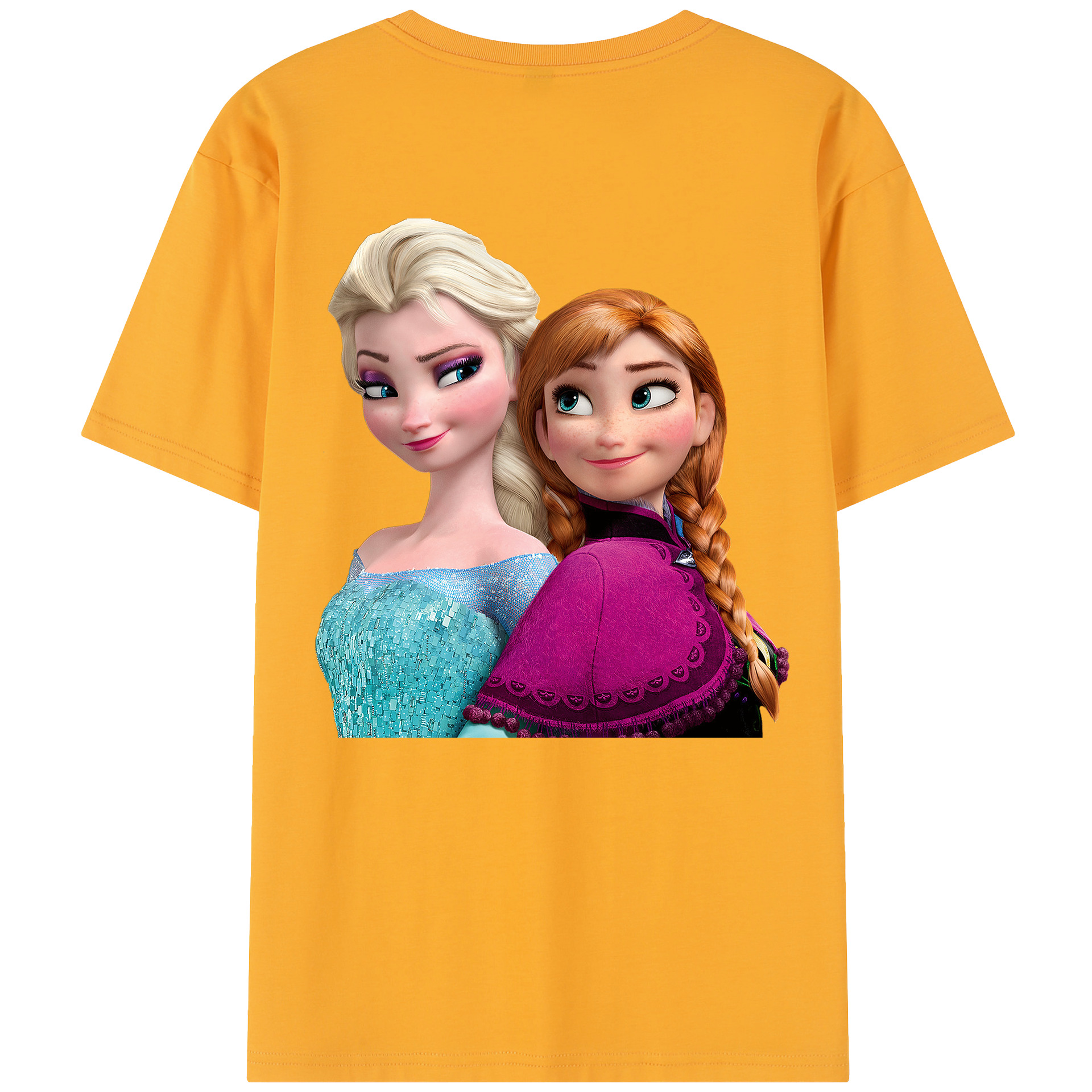 （画像用） アナと雪の女王 アンナ エルサ Frozen Anna Elsa レディース半袖Tシャツ(バックプリント)