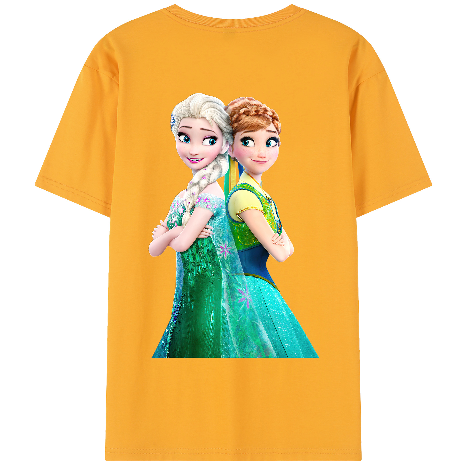 （画像用） アナと雪の女王 アンナ エルサ Frozen Anna Elsa レディース半袖Tシャツ(バックプリント)