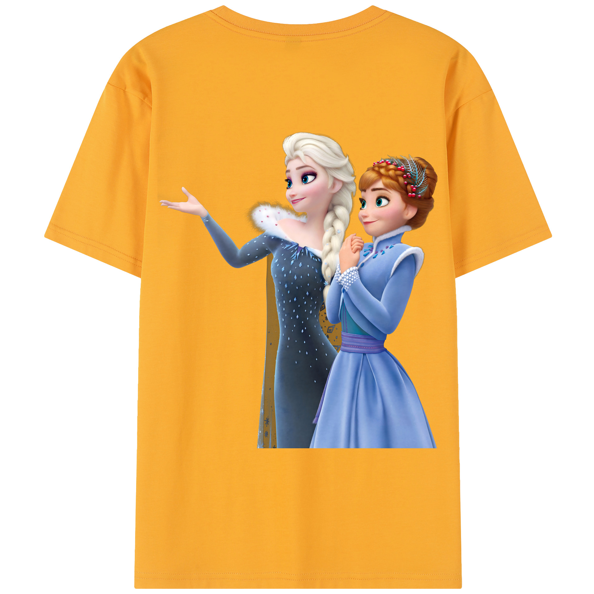 （画像用） アナと雪の女王 アンナ エルサ Frozen Anna Elsa レディース半袖Tシャツ(バックプリント)