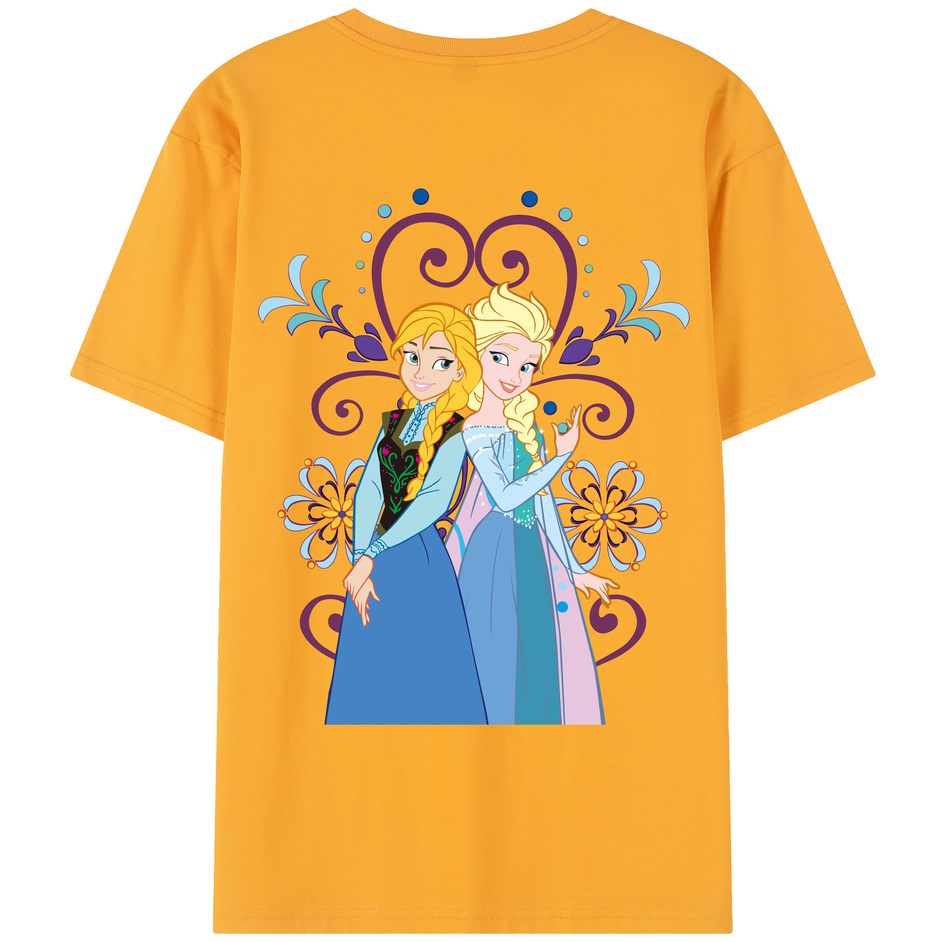 （画像用） アナと雪の女王 アンナ エルサ Frozen Anna Elsa レディース半袖Tシャツ(バックプリント)