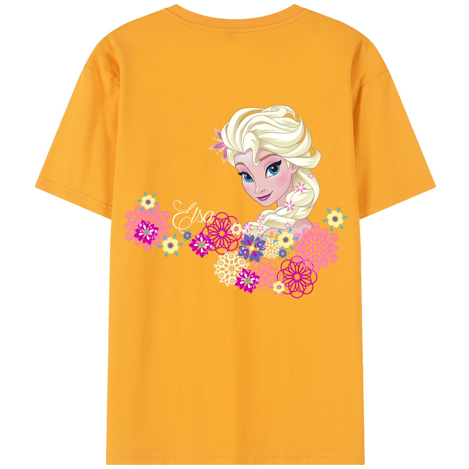 （画像用） アナと雪の女王 アンナ エルサ Frozen Anna Elsa レディース半袖Tシャツ(バックプリント)