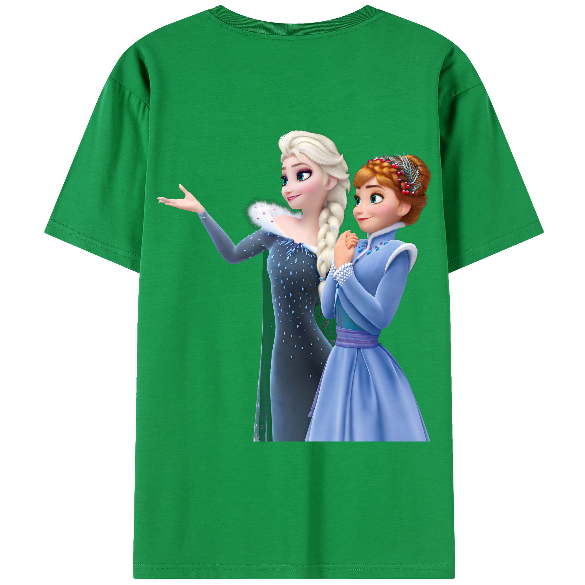 （画像用） アナと雪の女王 アンナ エルサ Frozen Anna Elsa レディース半袖Tシャツ(バックプリント)