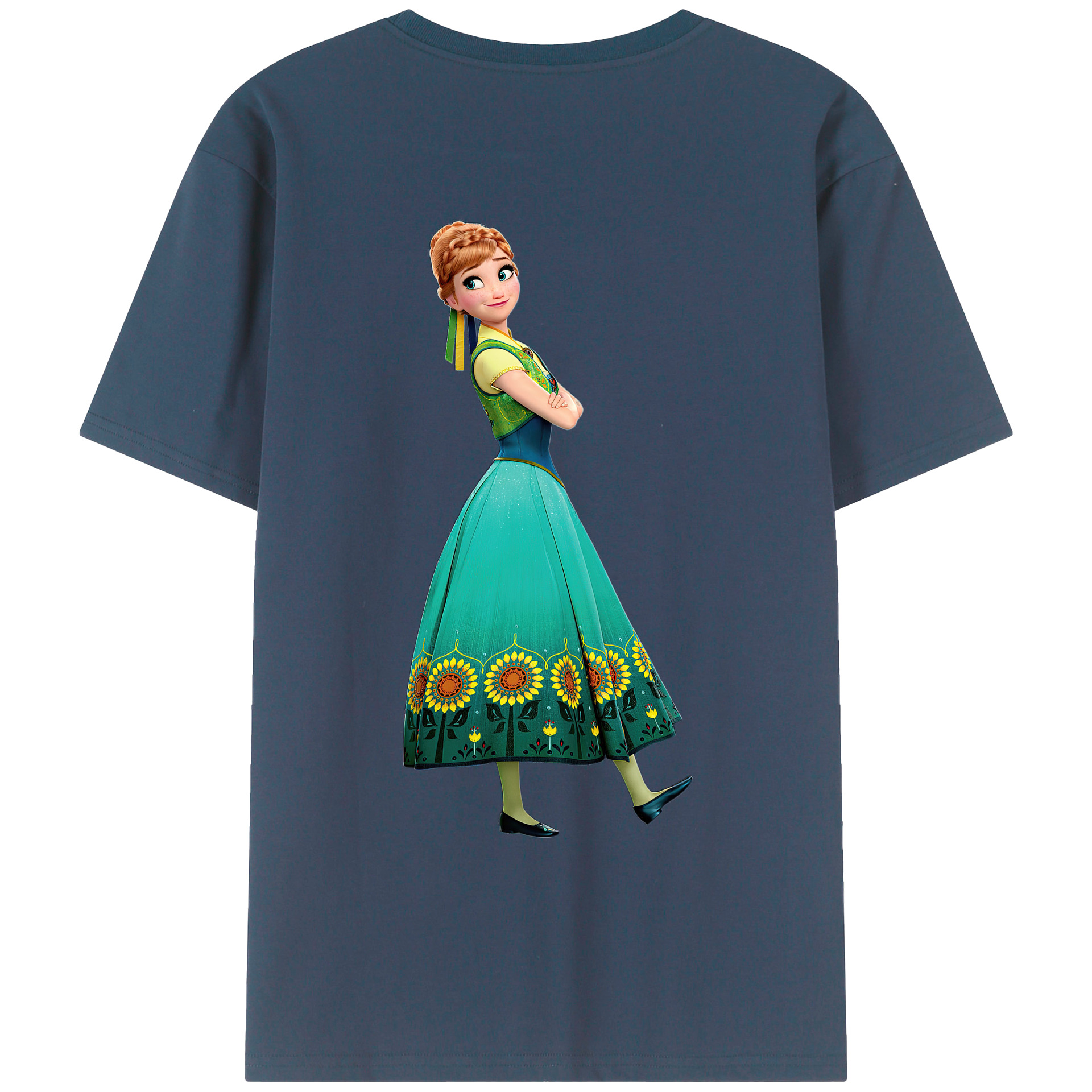 （画像用） アナと雪の女王 アンナ エルサ Frozen Anna Elsa レディース半袖Tシャツ(バックプリント)