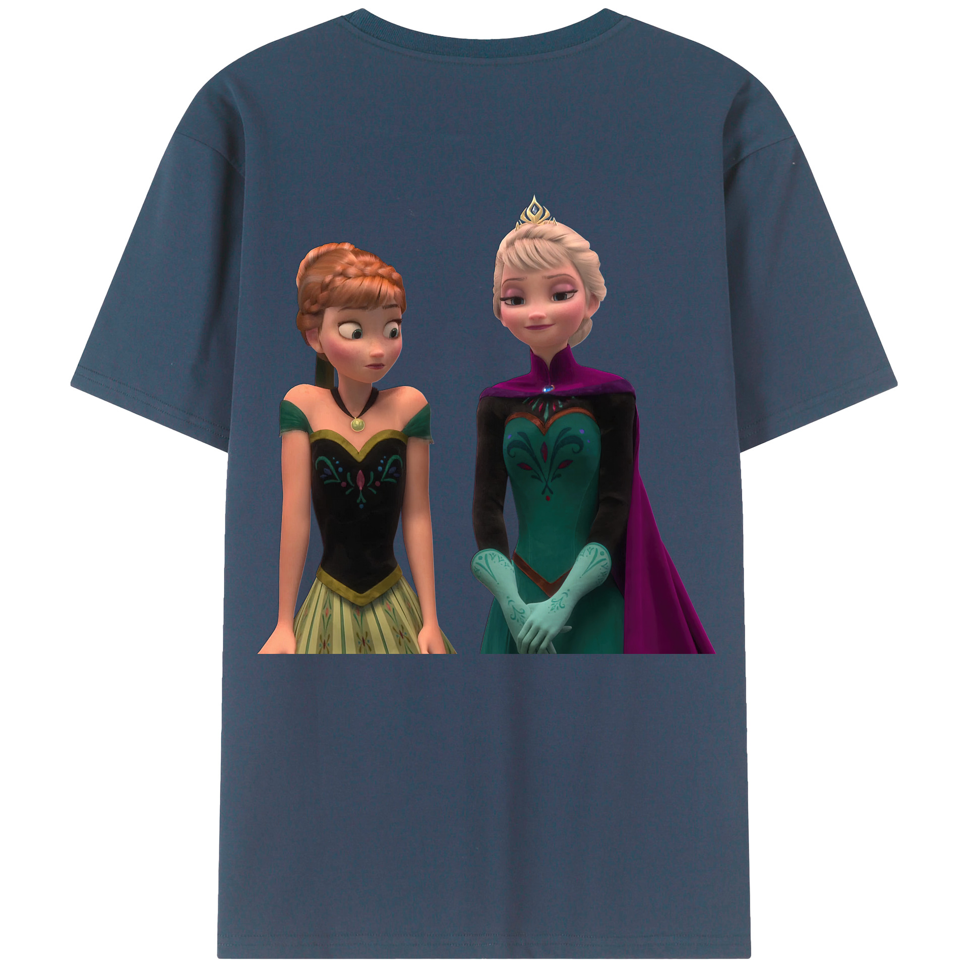（画像用） アナと雪の女王 アンナ エルサ Frozen Anna Elsa レディース半袖Tシャツ(バックプリント)