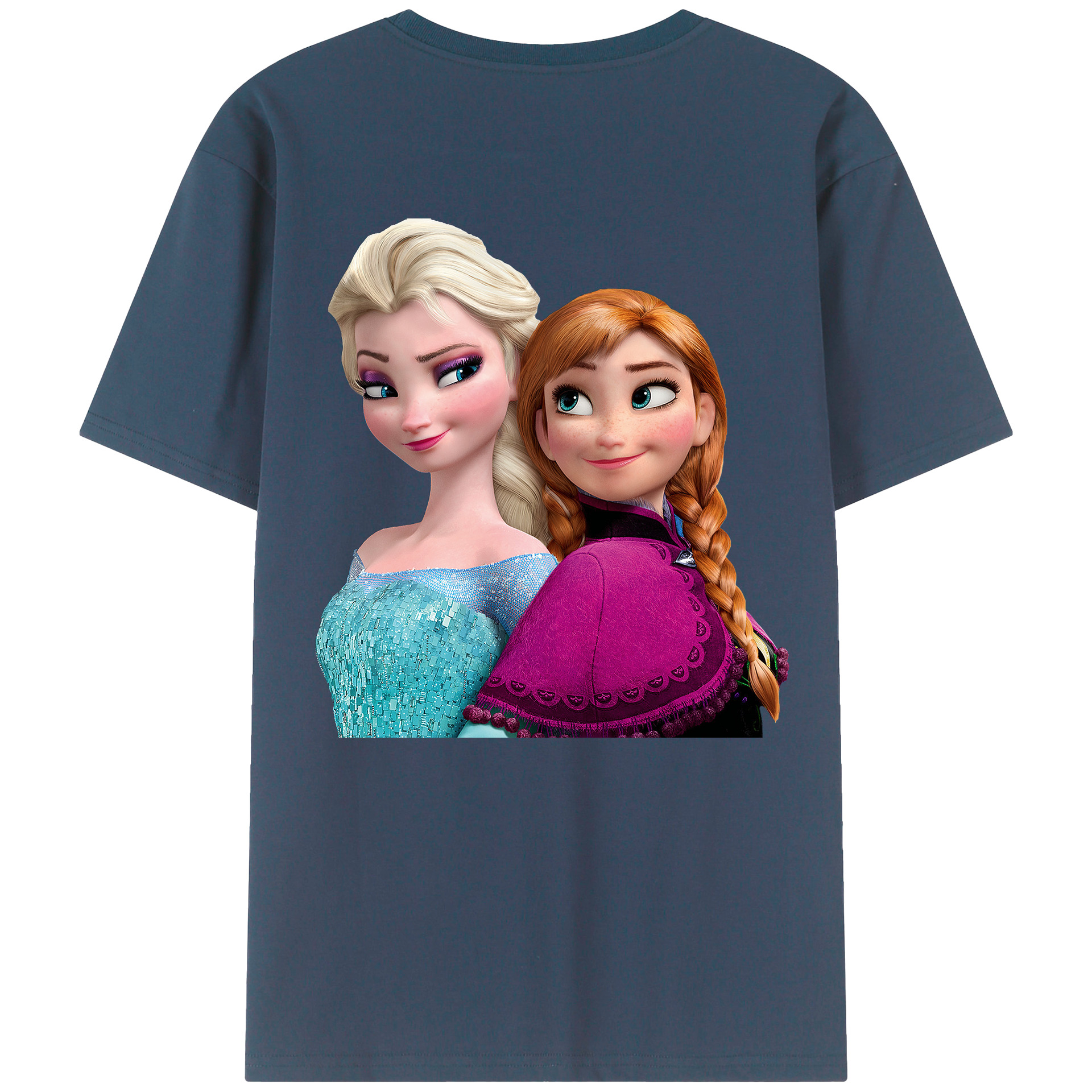 （画像用） アナと雪の女王 アンナ エルサ Frozen Anna Elsa レディース半袖Tシャツ(バックプリント)