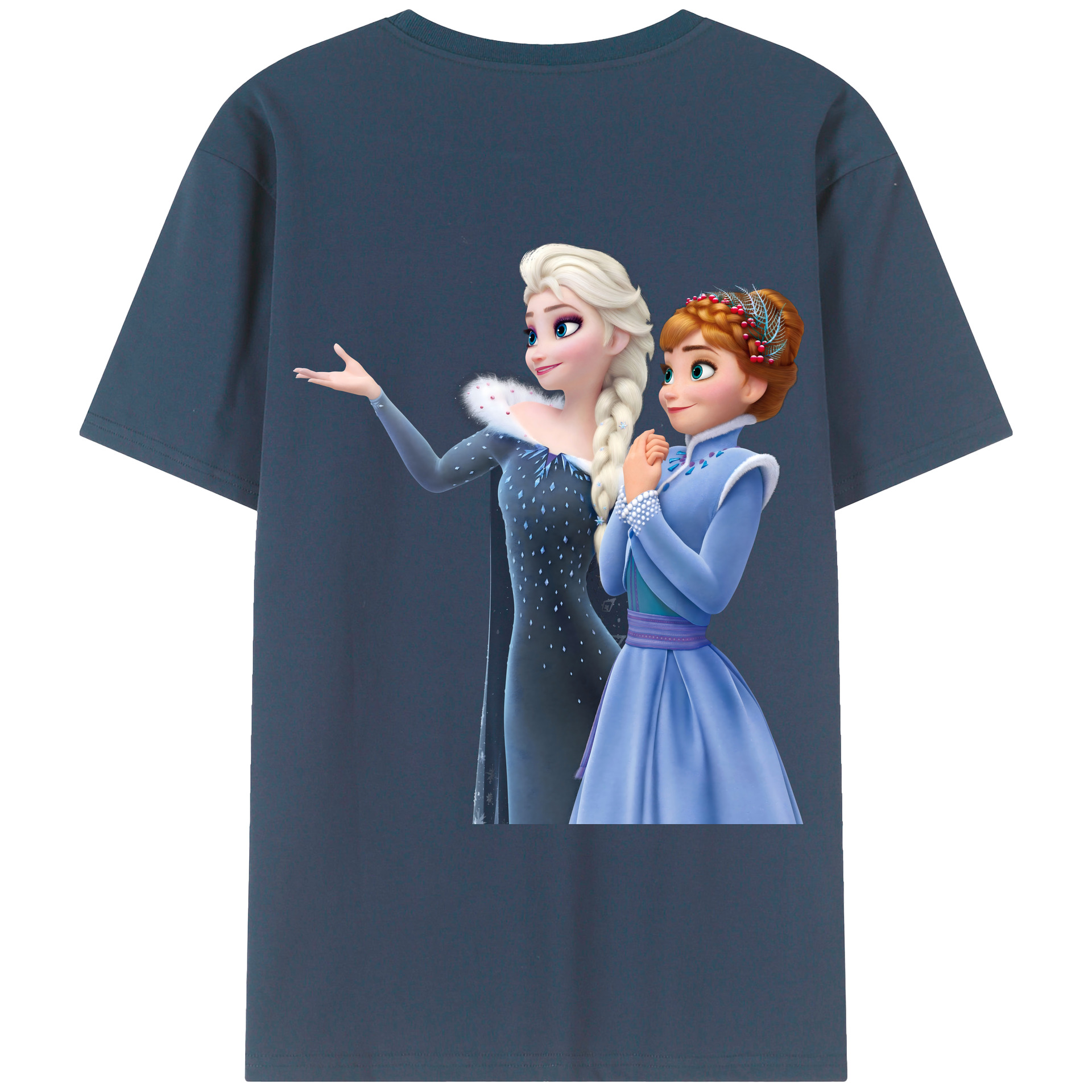 （画像用） アナと雪の女王 アンナ エルサ Frozen Anna Elsa レディース半袖Tシャツ(バックプリント)