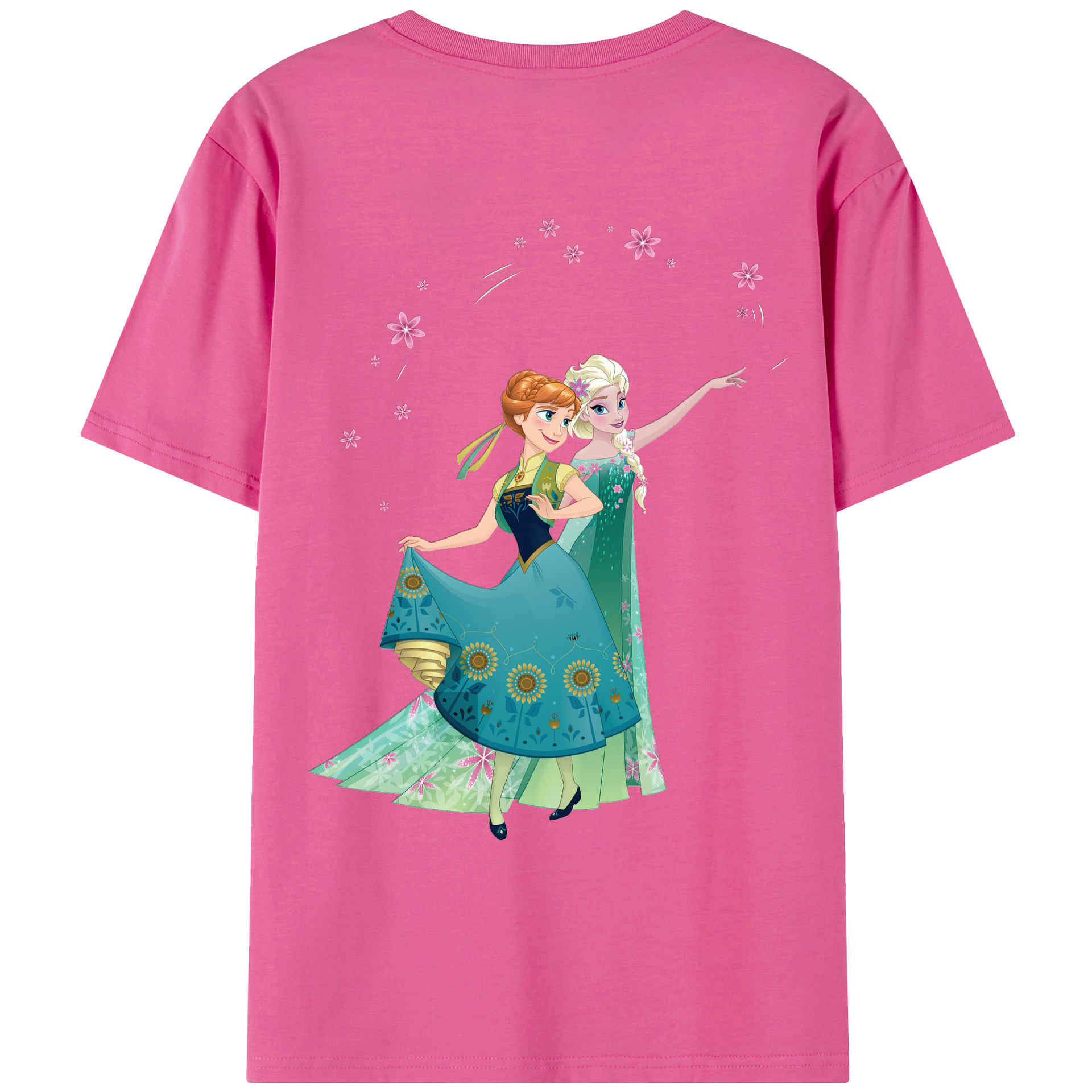（画像用） アナと雪の女王 アンナ エルサ Frozen Anna Elsa レディース半袖Tシャツ(バックプリント)