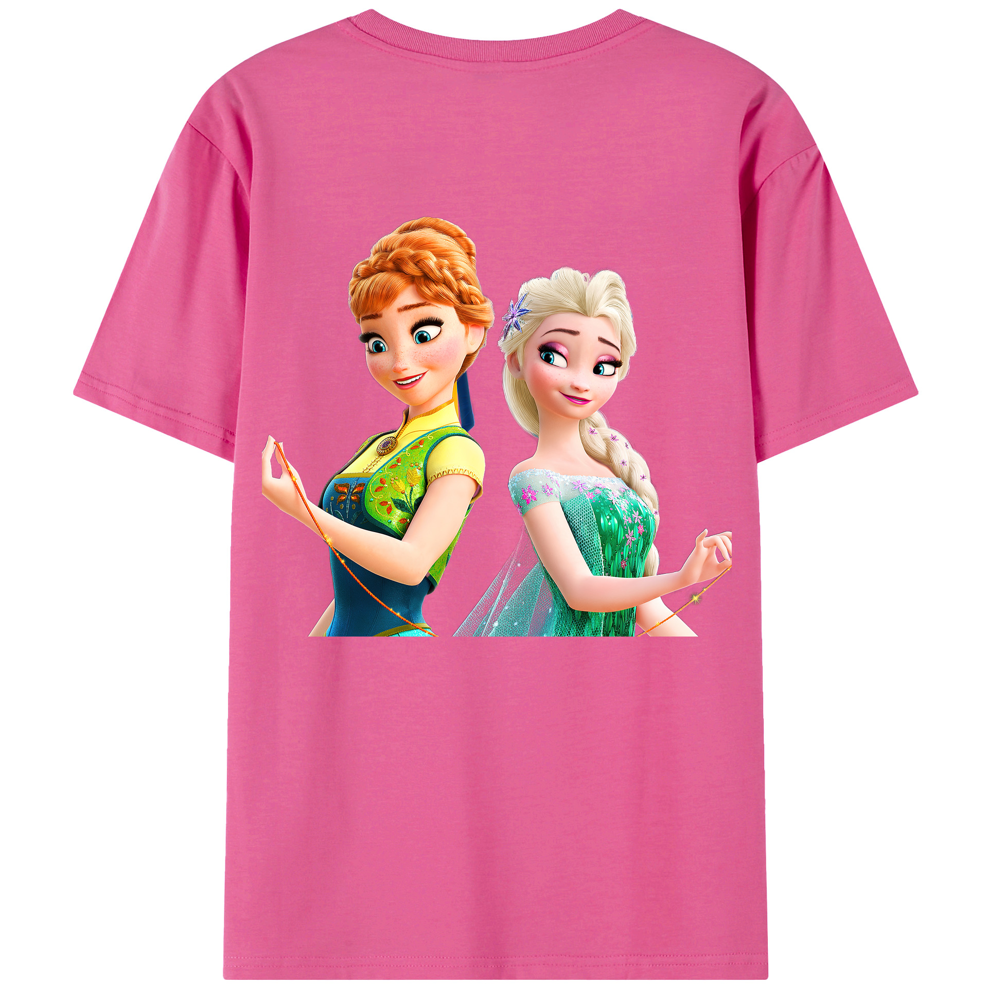 （画像用） アナと雪の女王 アンナ エルサ Frozen Anna Elsa レディース半袖Tシャツ(バックプリント)