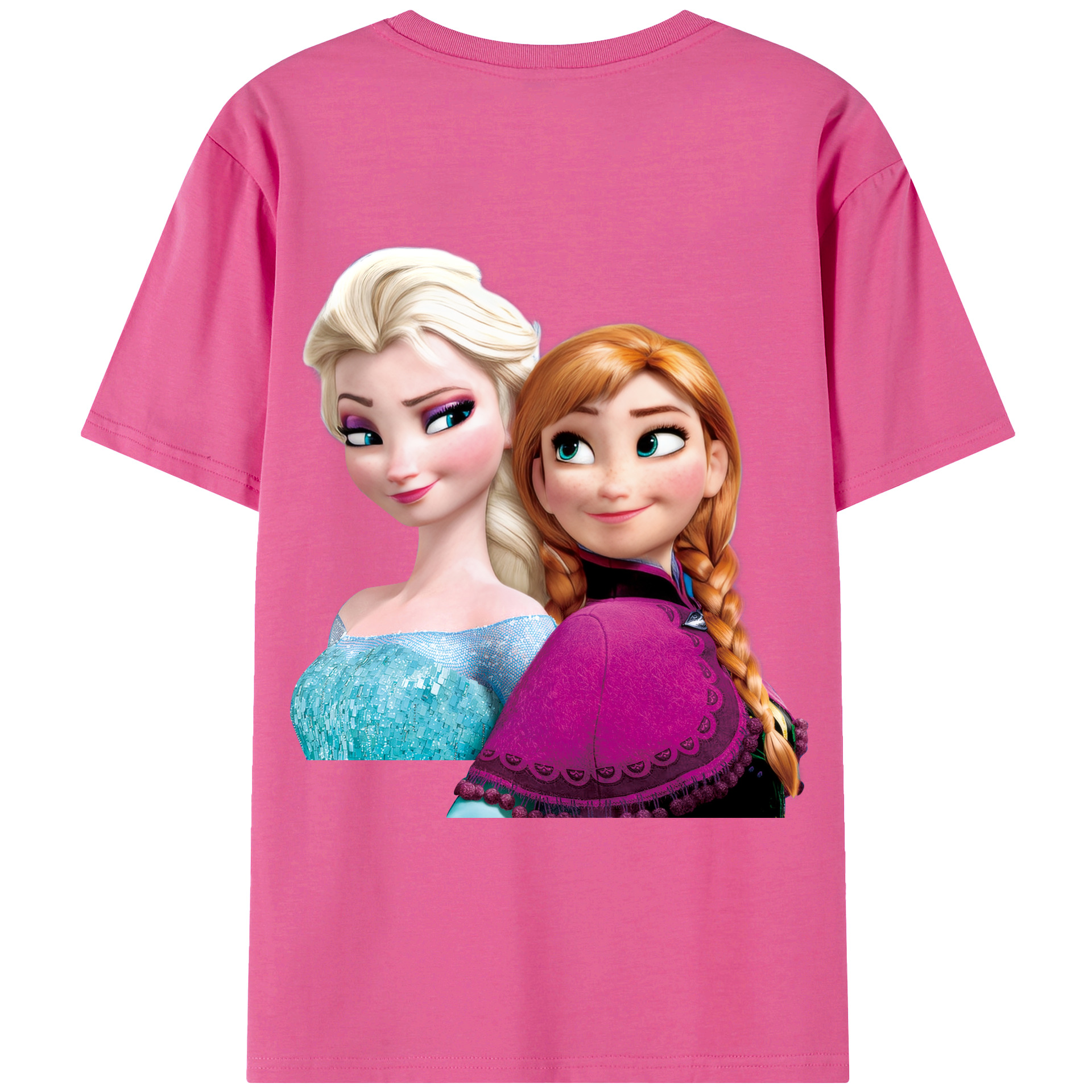 （画像用） アナと雪の女王 アンナ エルサ Frozen Anna Elsa レディース半袖Tシャツ(バックプリント)