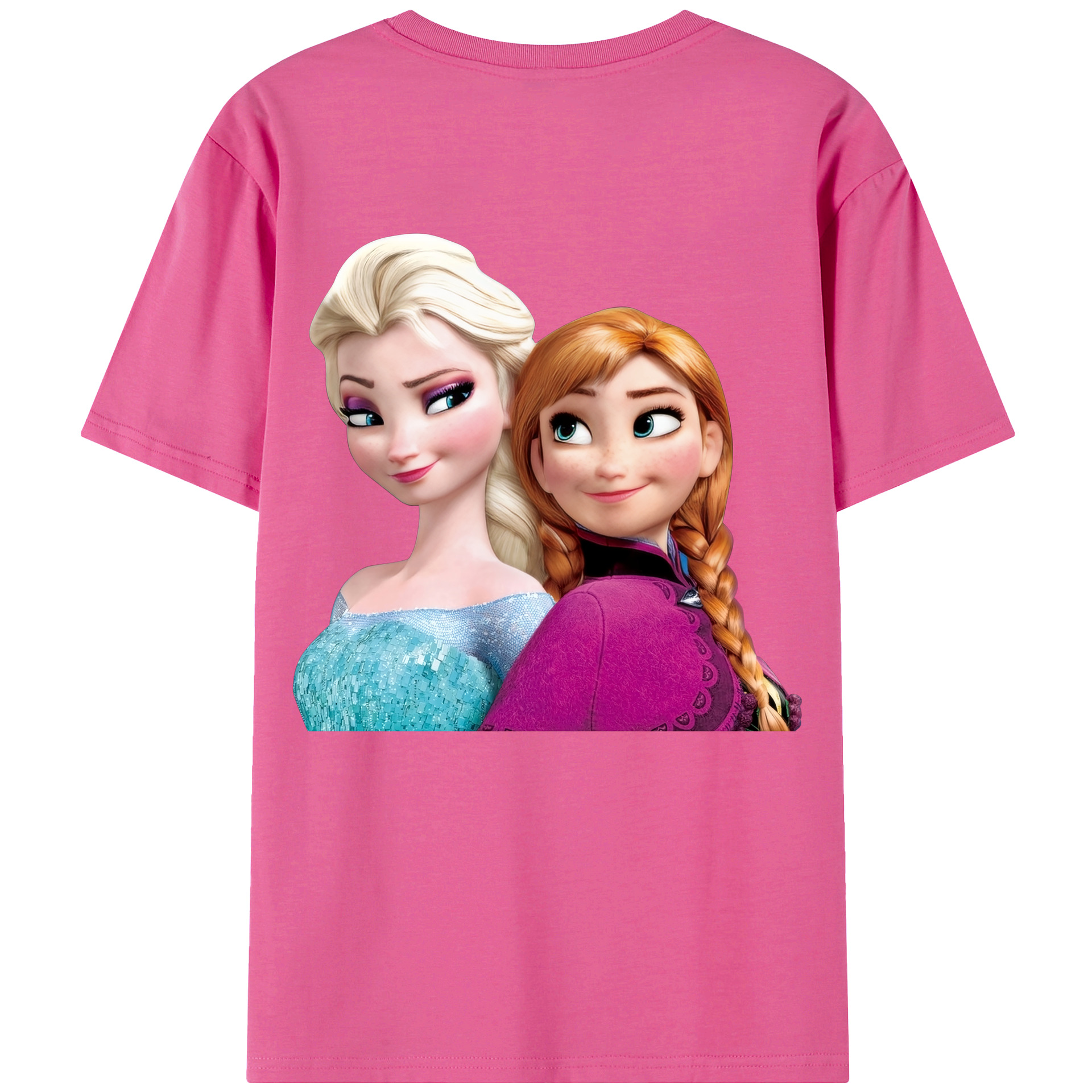 （画像用） アナと雪の女王 アンナ エルサ Frozen Anna Elsa レディース半袖Tシャツ(バックプリント)