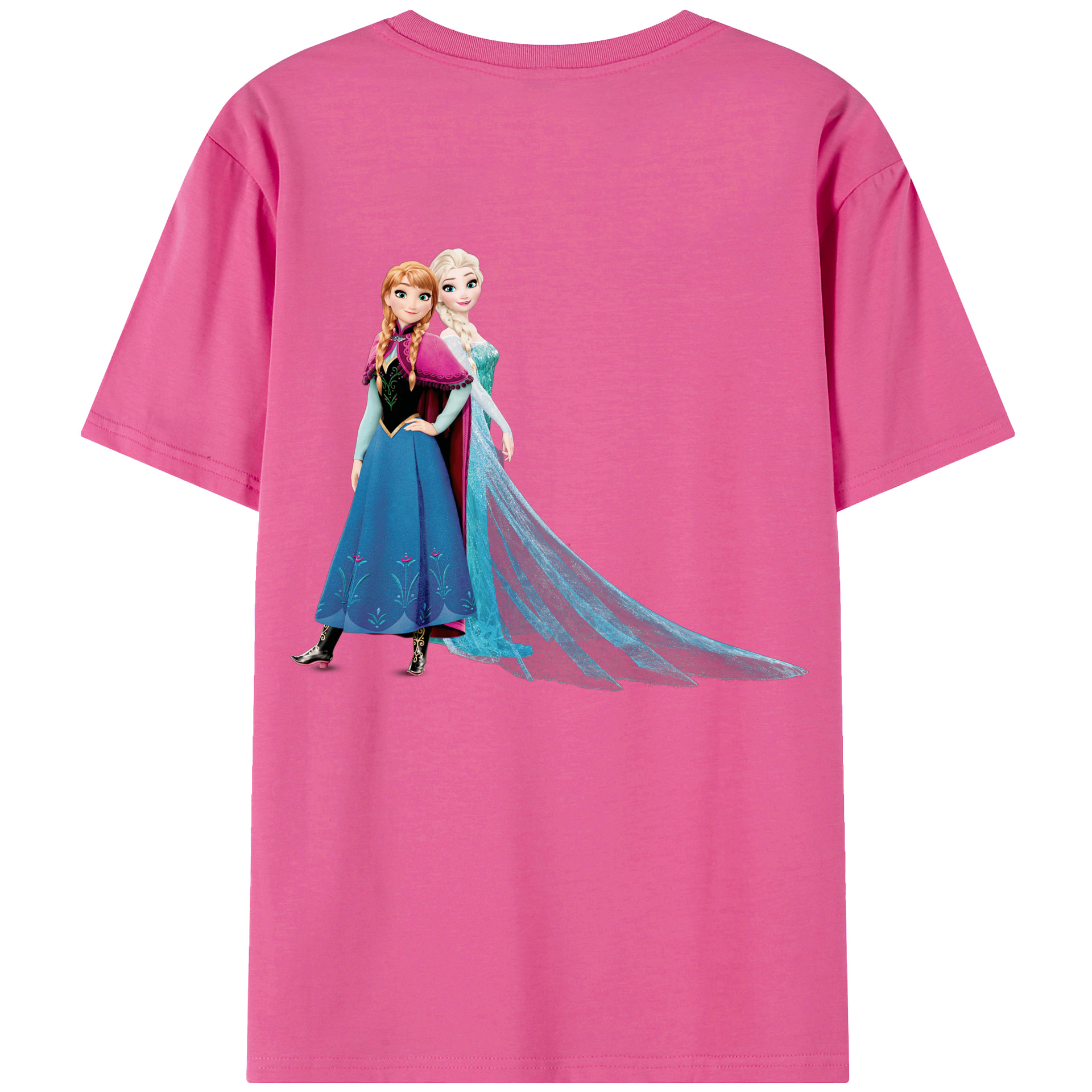 （画像用） アナと雪の女王 アンナ エルサ Frozen Anna Elsa レディース半袖Tシャツ(バックプリント)
