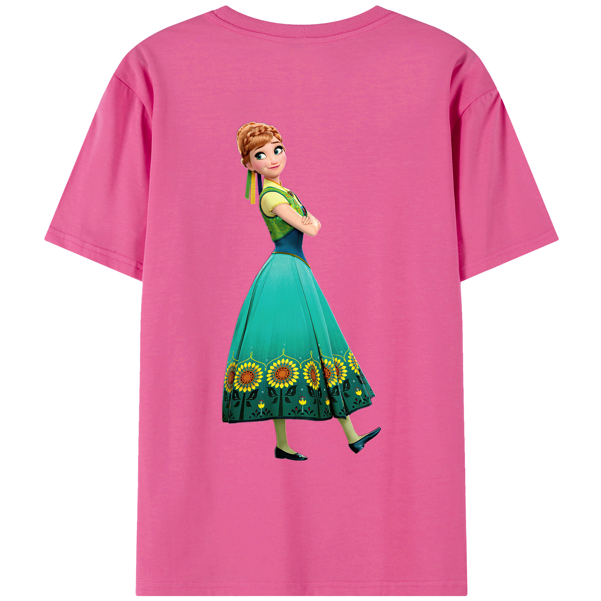 （画像用） アナと雪の女王 アンナ エルサ Frozen Anna Elsa レディース半袖Tシャツ(バックプリント)